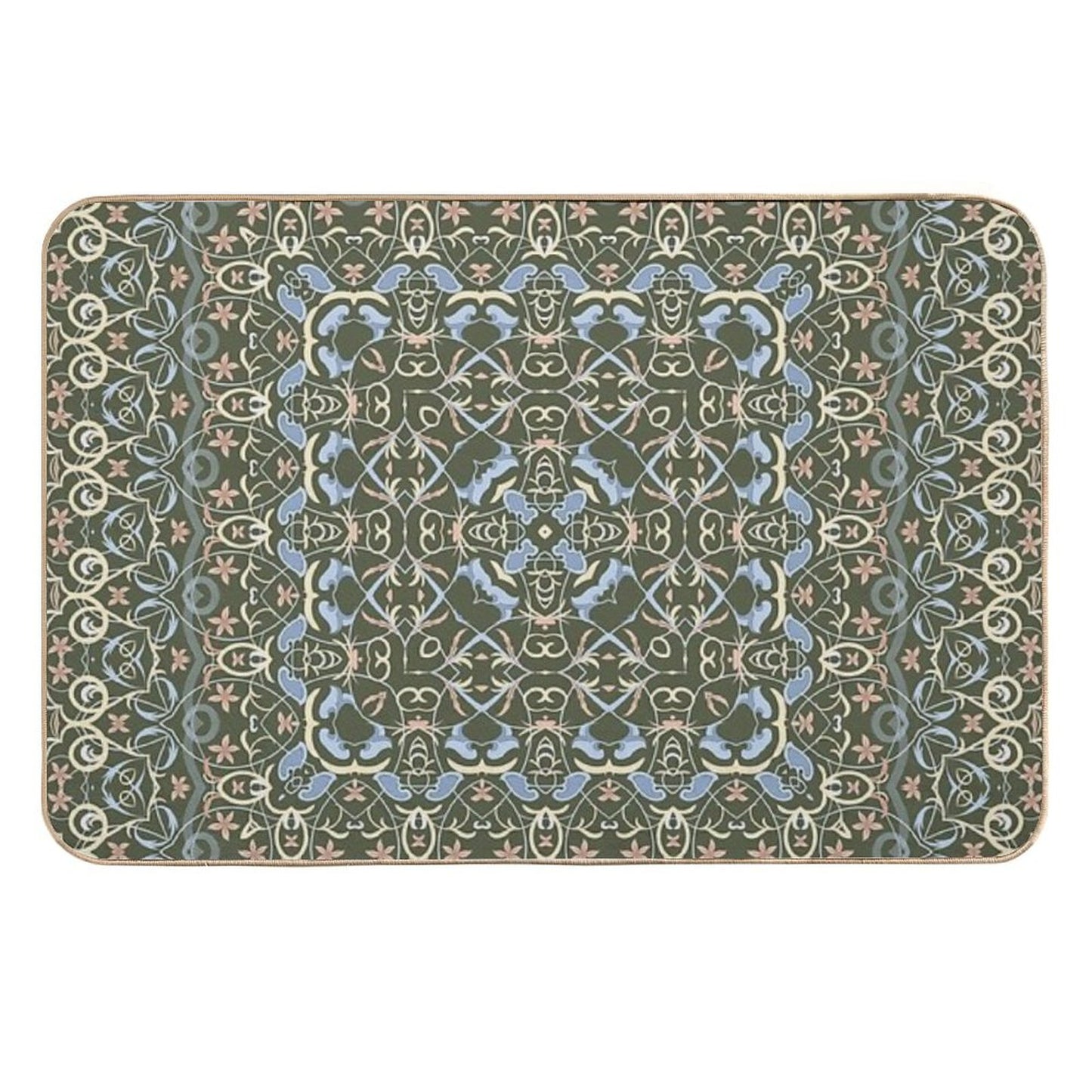 Arabic Ornate Square Pattern Multi-Purpose Bath Mat