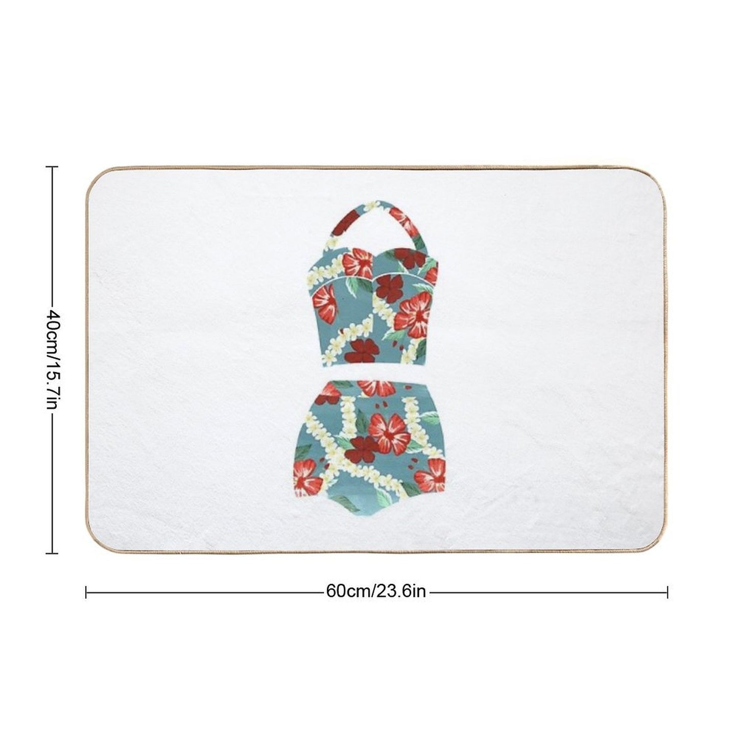 Vintage Blue Tropical Bathing Suit Stain-Proof Bath Mat