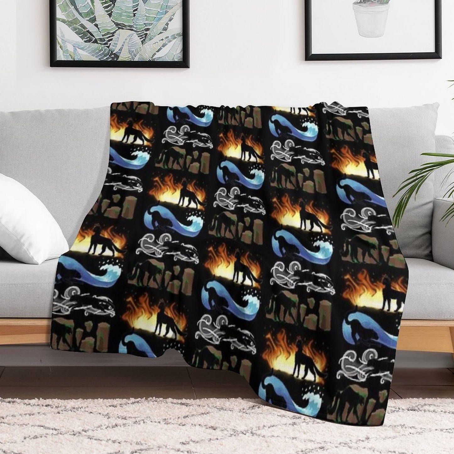 Four Elements, Four Cats Multi-functional Throw Blanket