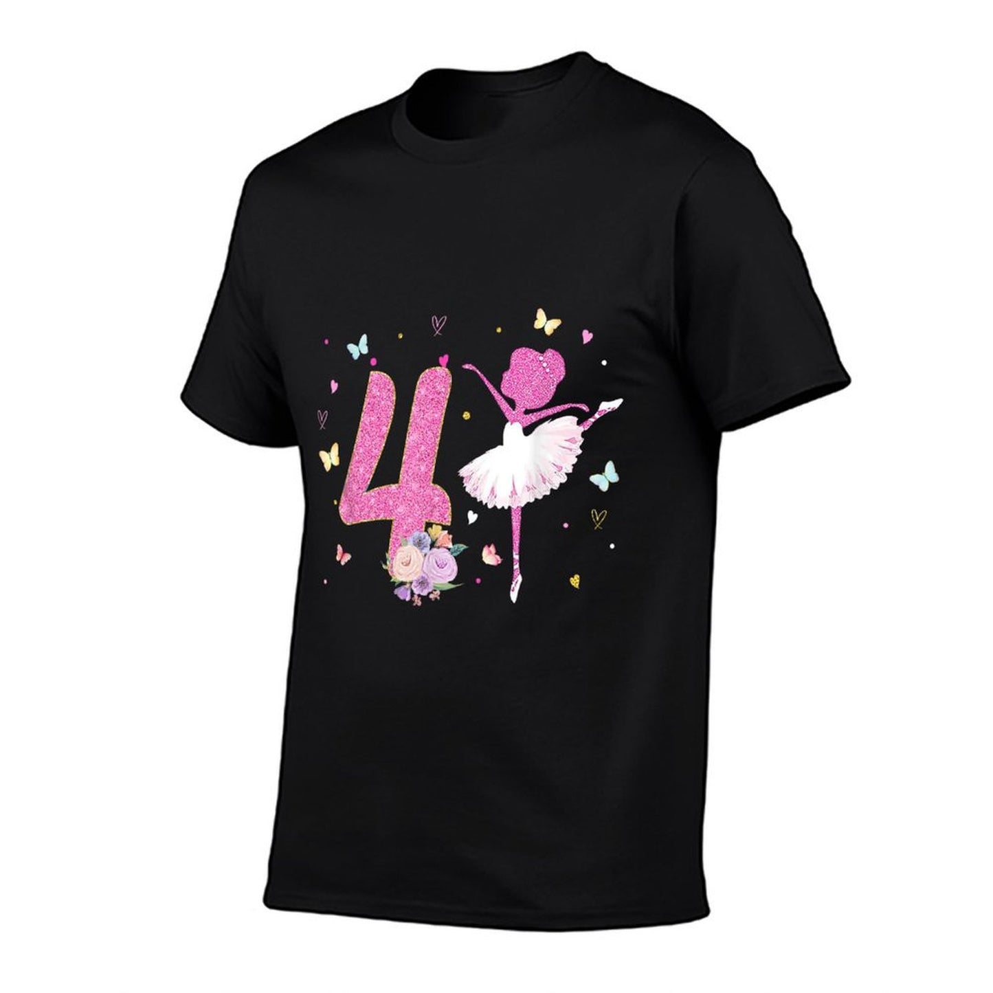 4th Birthday Girl Outfit Ballerina Dancer Ballet Tutu Girls Cotton T-Shirt