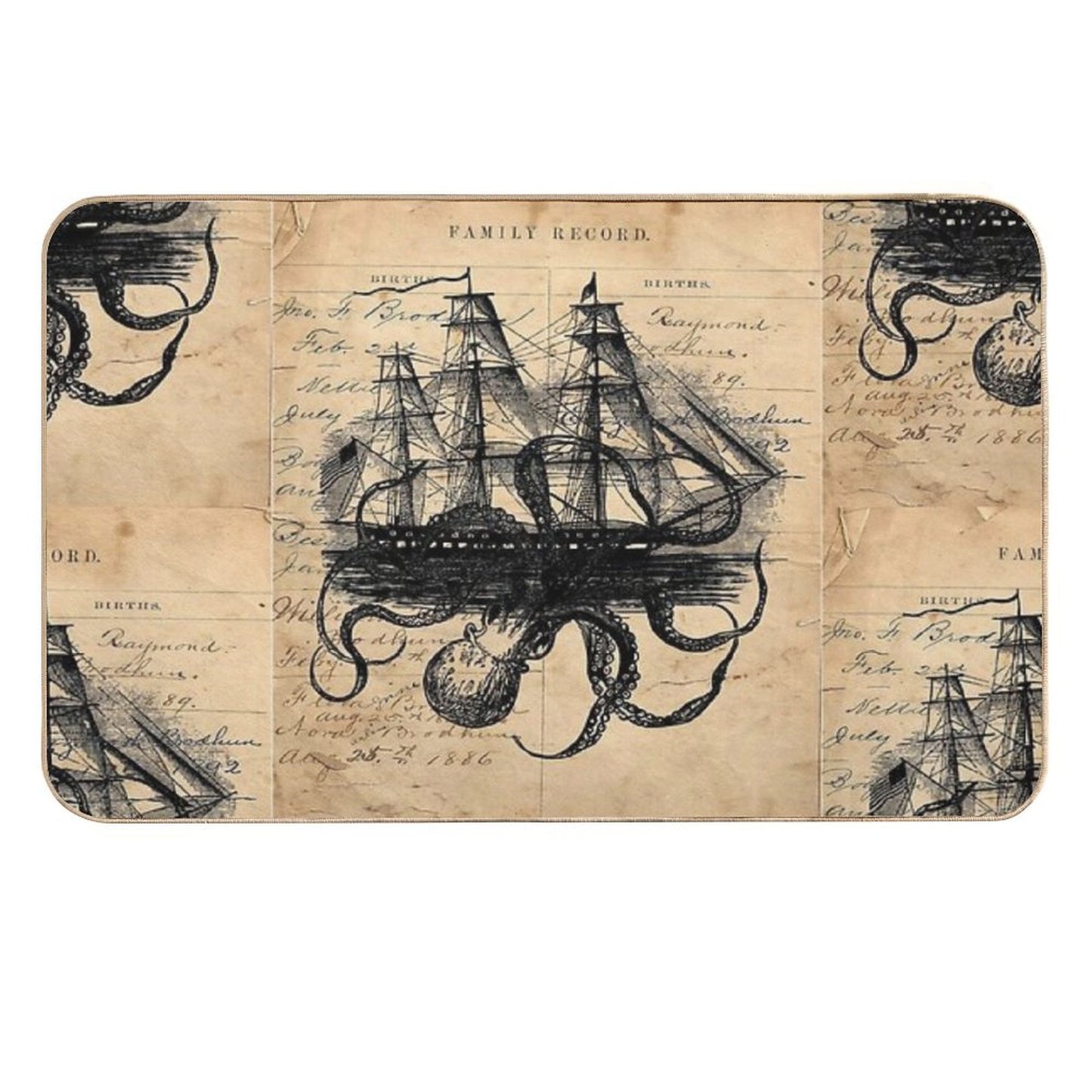 Kraken Attacking Ship on Ledger Design KAS947 Eco-Friendly Bath Mat