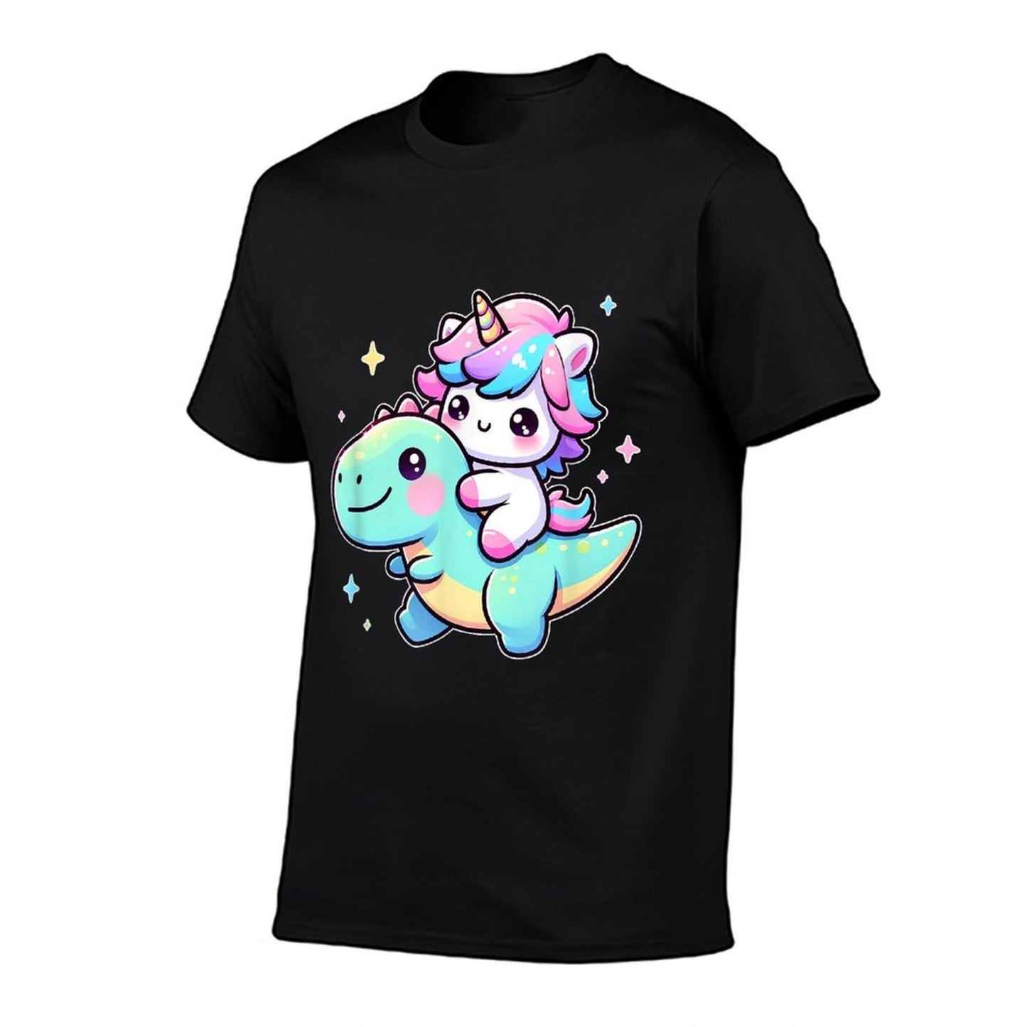 Adorable Kawaii Unicorn Rides Dinosaur Oversized Silhouette T-Shirt