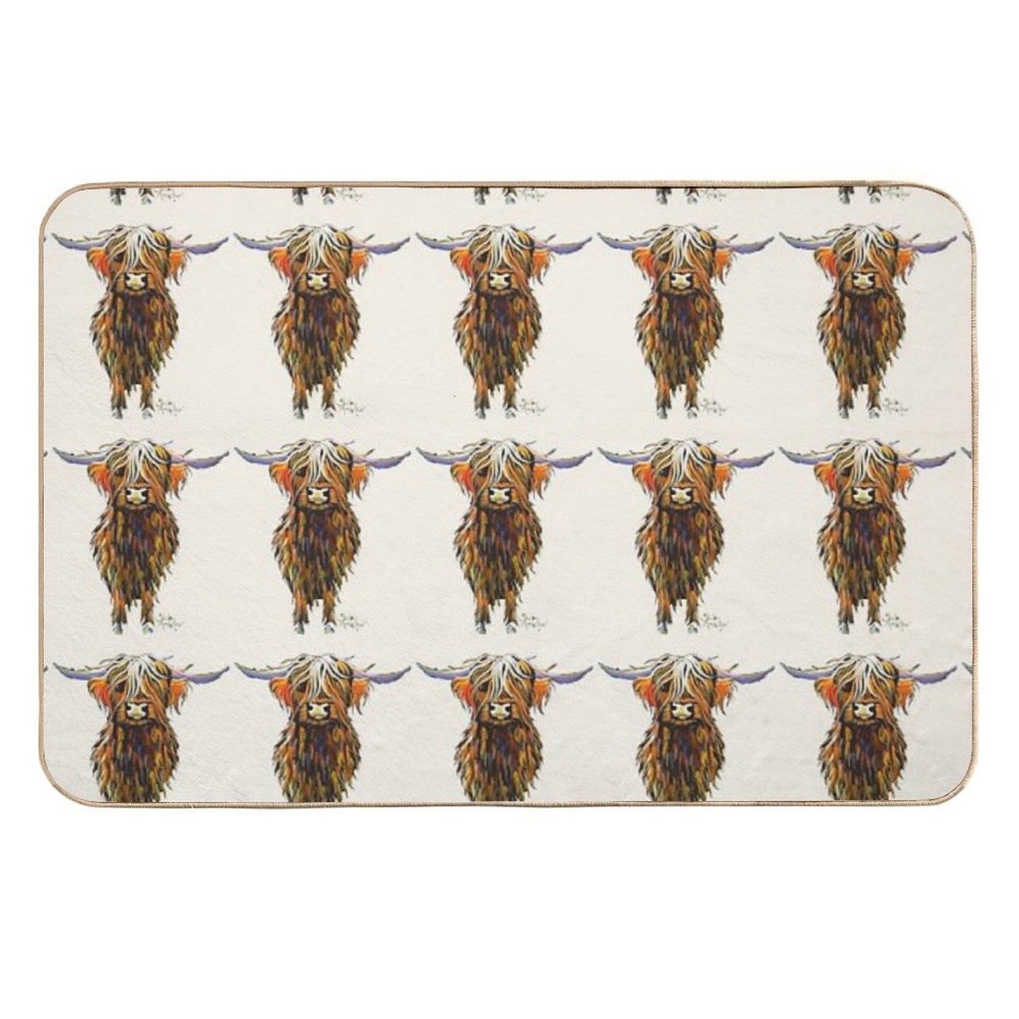 Scottish Highland Cow ' STEWART ' by Shirley MacArthur Long-Lasting Bath Mat