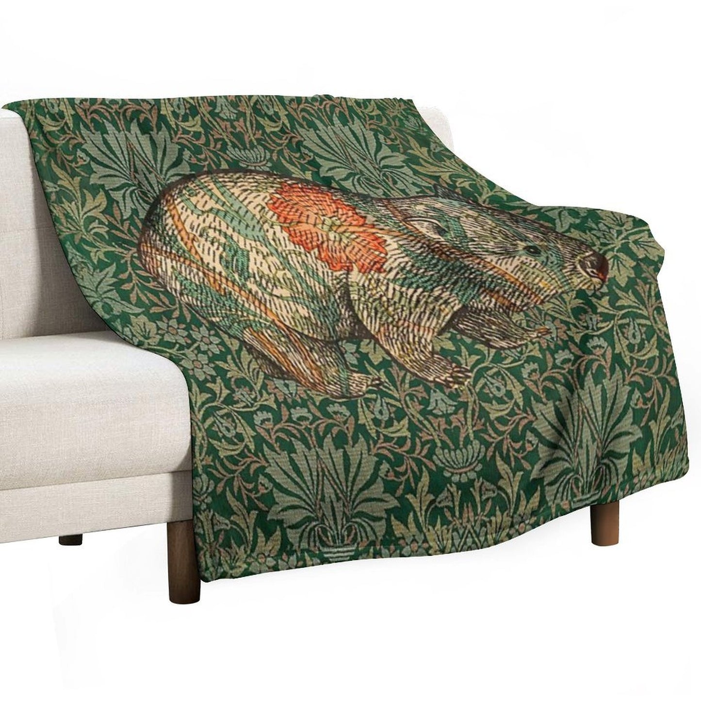 Rossetti's Wombat in Green Flower Garden Shrink-resistant Throw Blanket