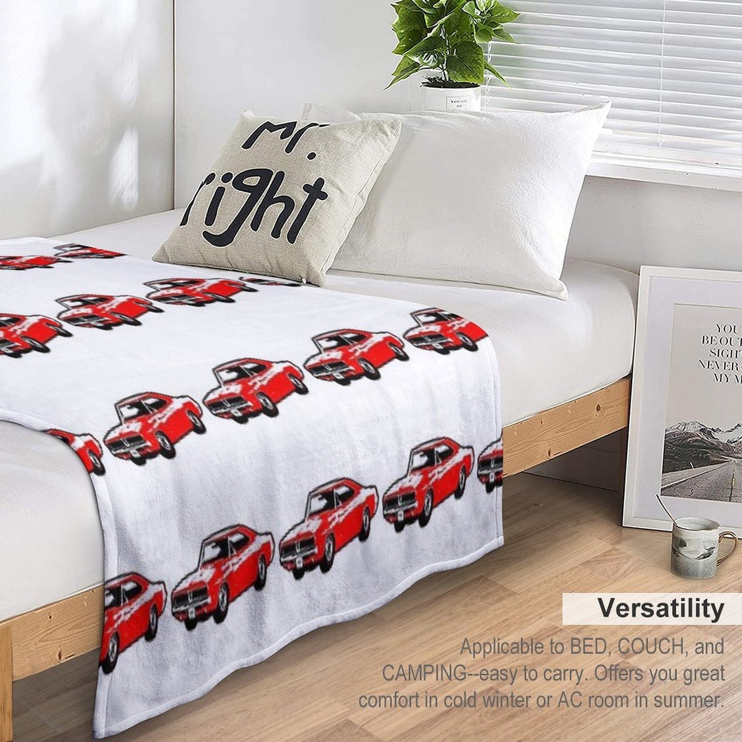 Red 1969 DC Muscle Car Wrinkle-free Throw Blanket