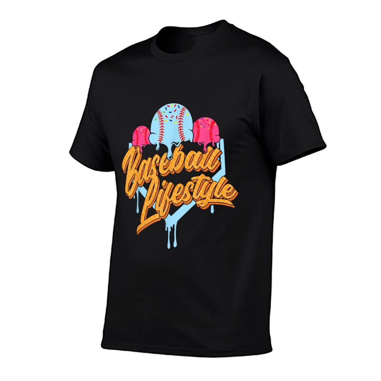 Baseball Lifestyle Home Plate Ice Cream Drip Men Boys Kids Relaxed-fit T-Shirt