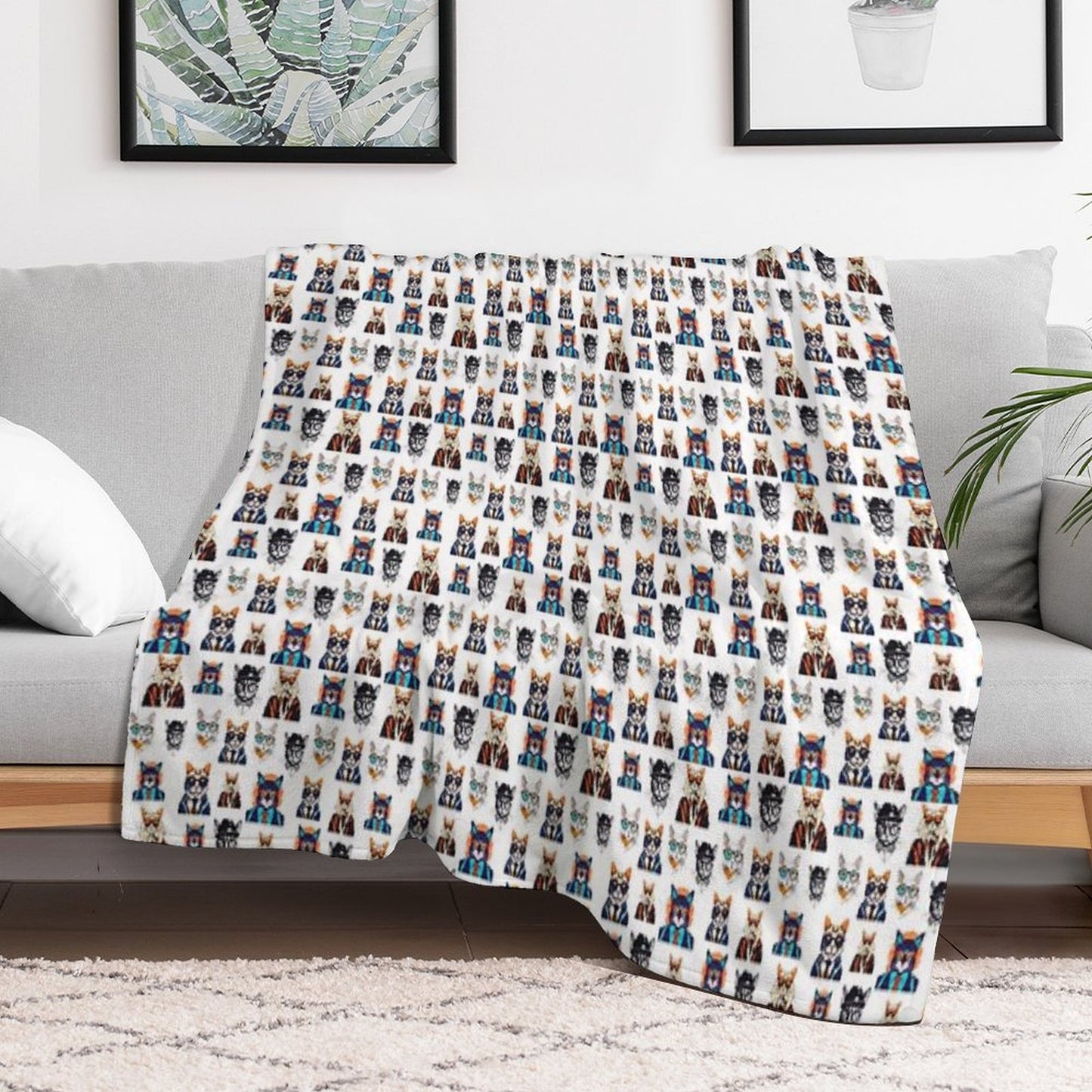 Cool Cat Chronicles Pattern 4 Plush Throw Blanket