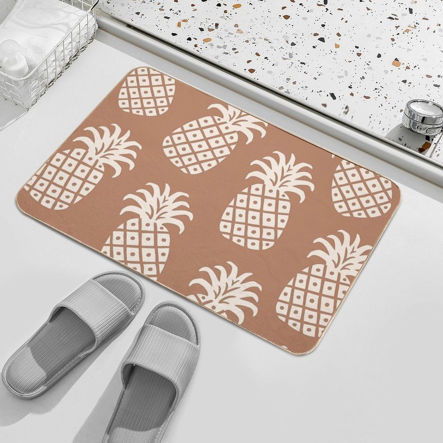 Pineapple Twist 337 Brown And Cream Odorless Bath Mat