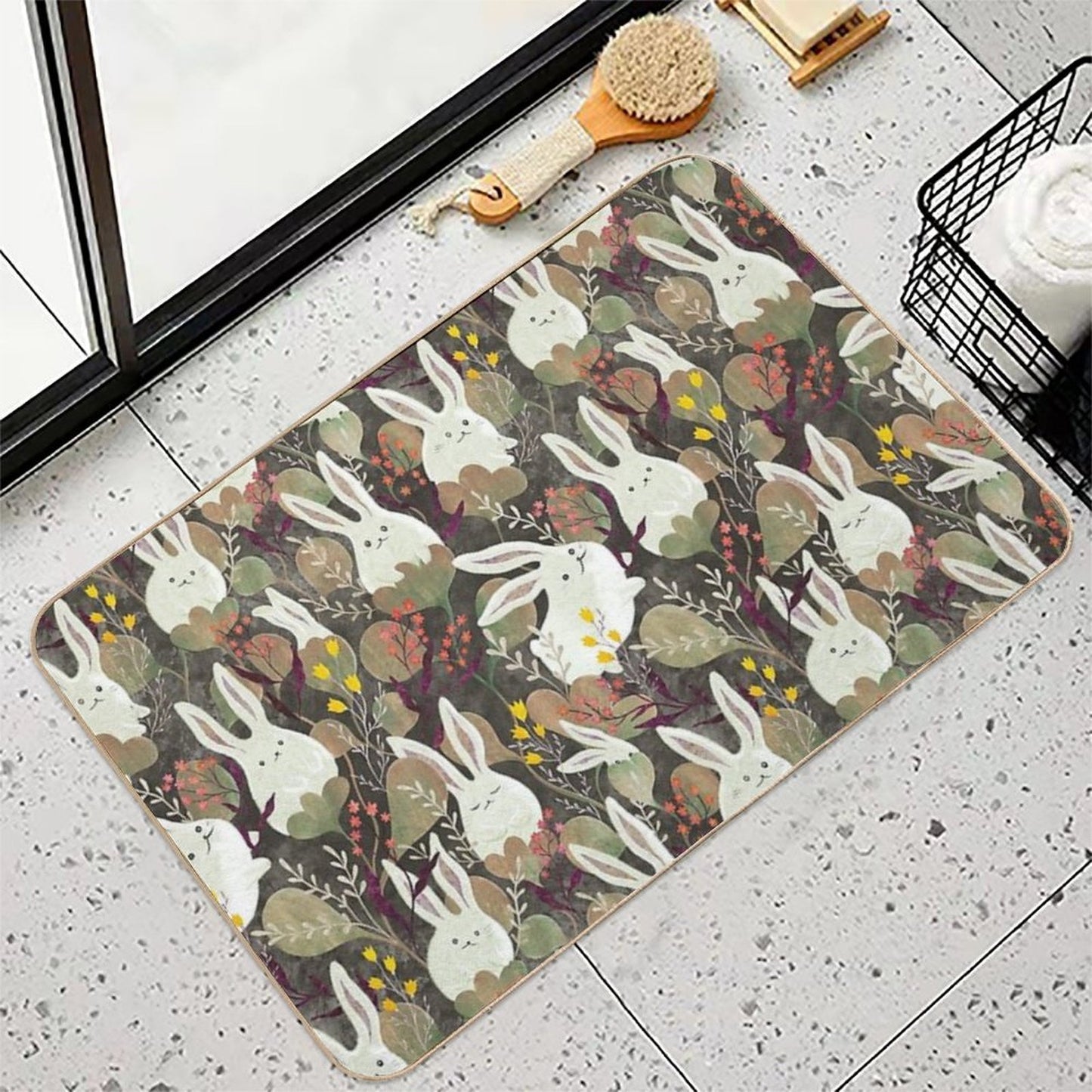 Rabbit Flowers Eco-Friendly Bath Mat