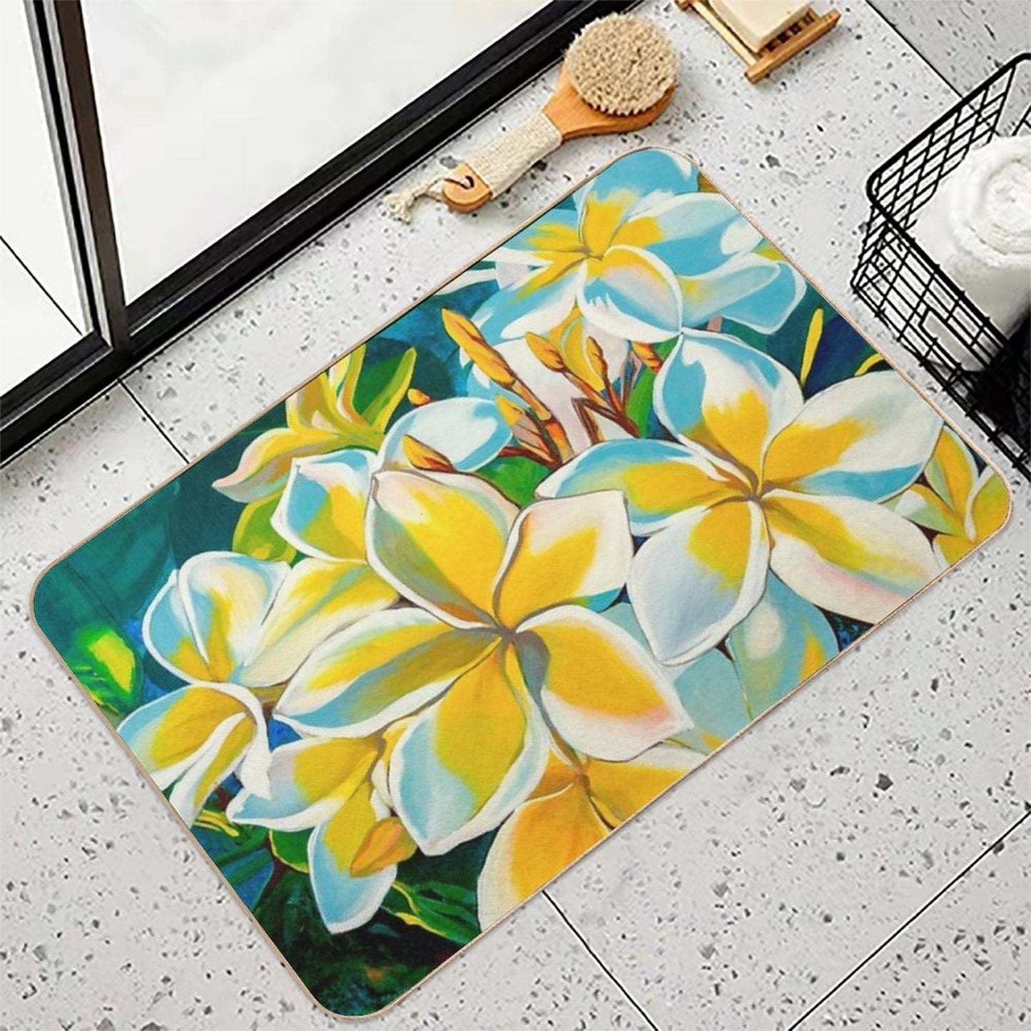 Plumeria Stain-Proof Bath Mat
