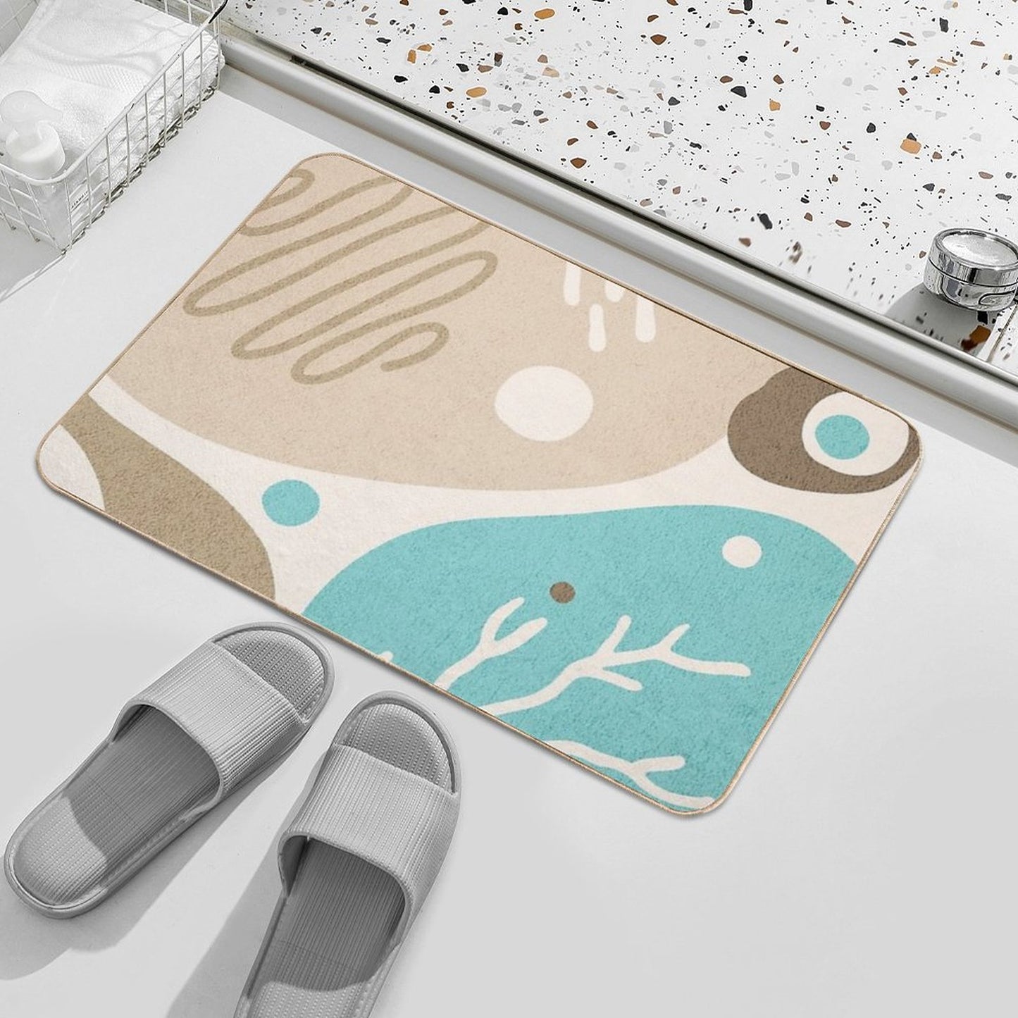 Abstract Irregular Shapes with Earth Tones Rapid-Drying Bath Mat