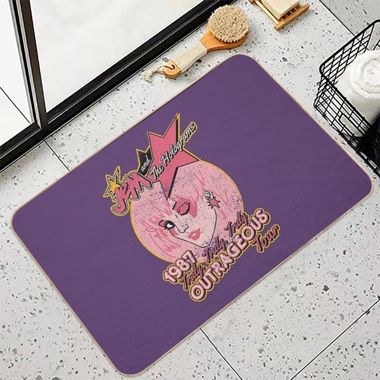 Jem And The Holograms Tour- Distressed Fade-Resistant Bath Mat