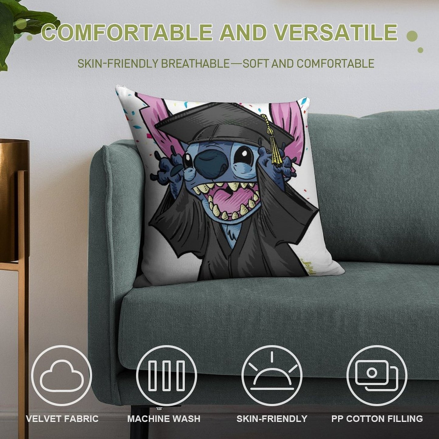 Graduation Stitch Soft Ultra-Soft Texture Throw Pillow