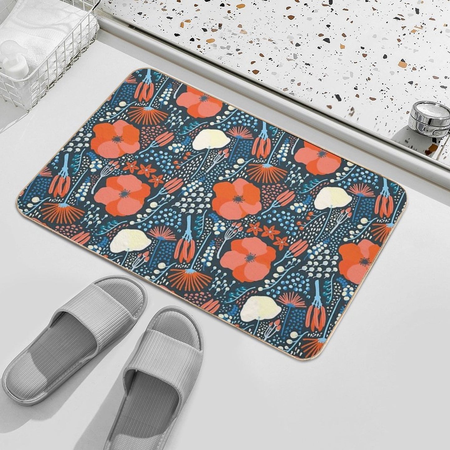 Summer Field Colorful Pattern Anti-Trip Bath Mat