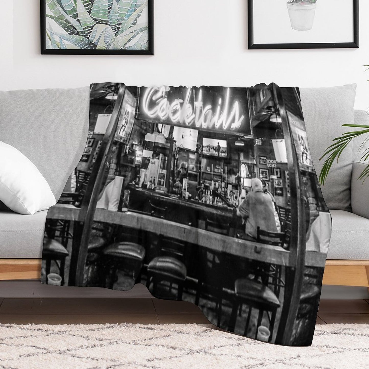 Cocktails in Neon Shrink-resistant Throw Blanket