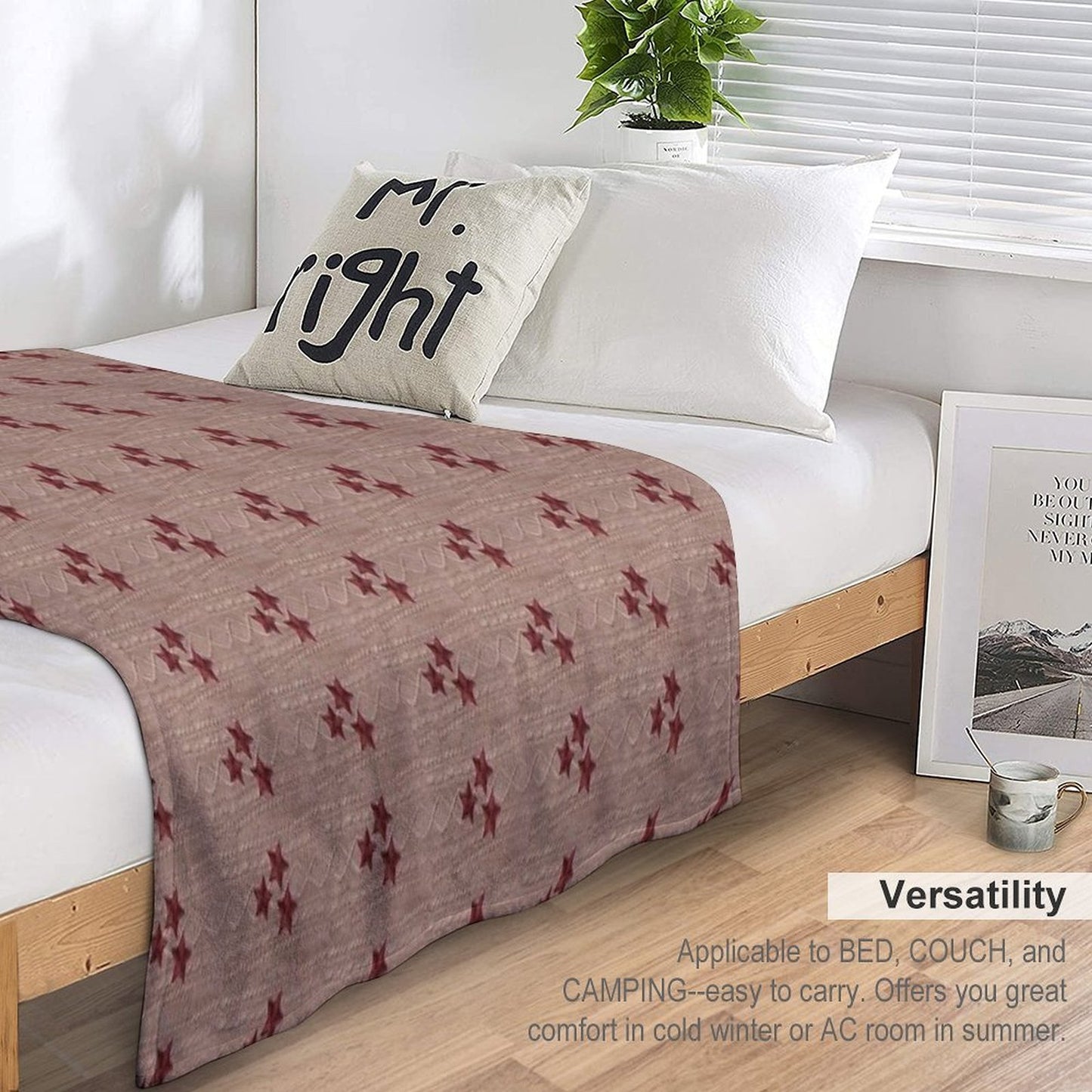Red Cardigan Star (Printed Image - Not Real Knit) Anti-pilling Throw Blanket