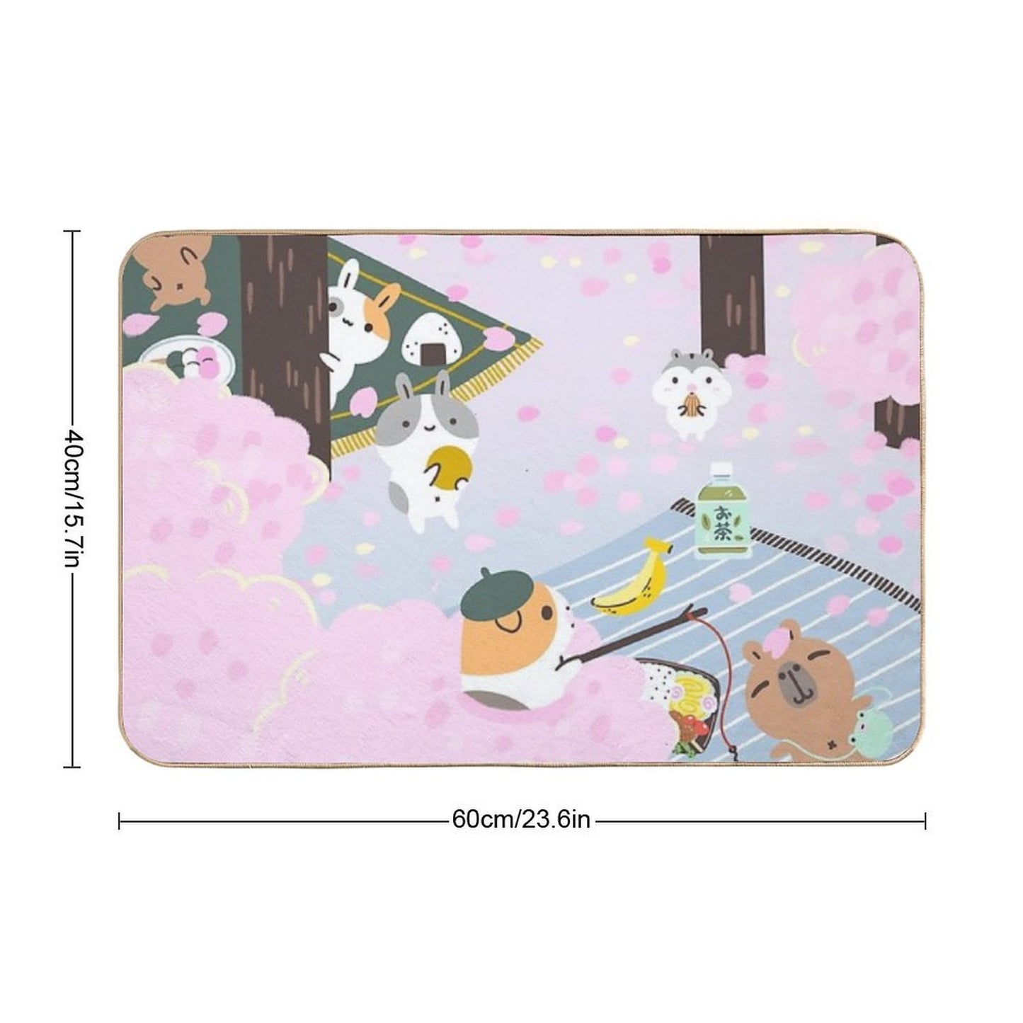Bubu And Moonch, Cherry Blossom Slip-Resistant Bath Mat