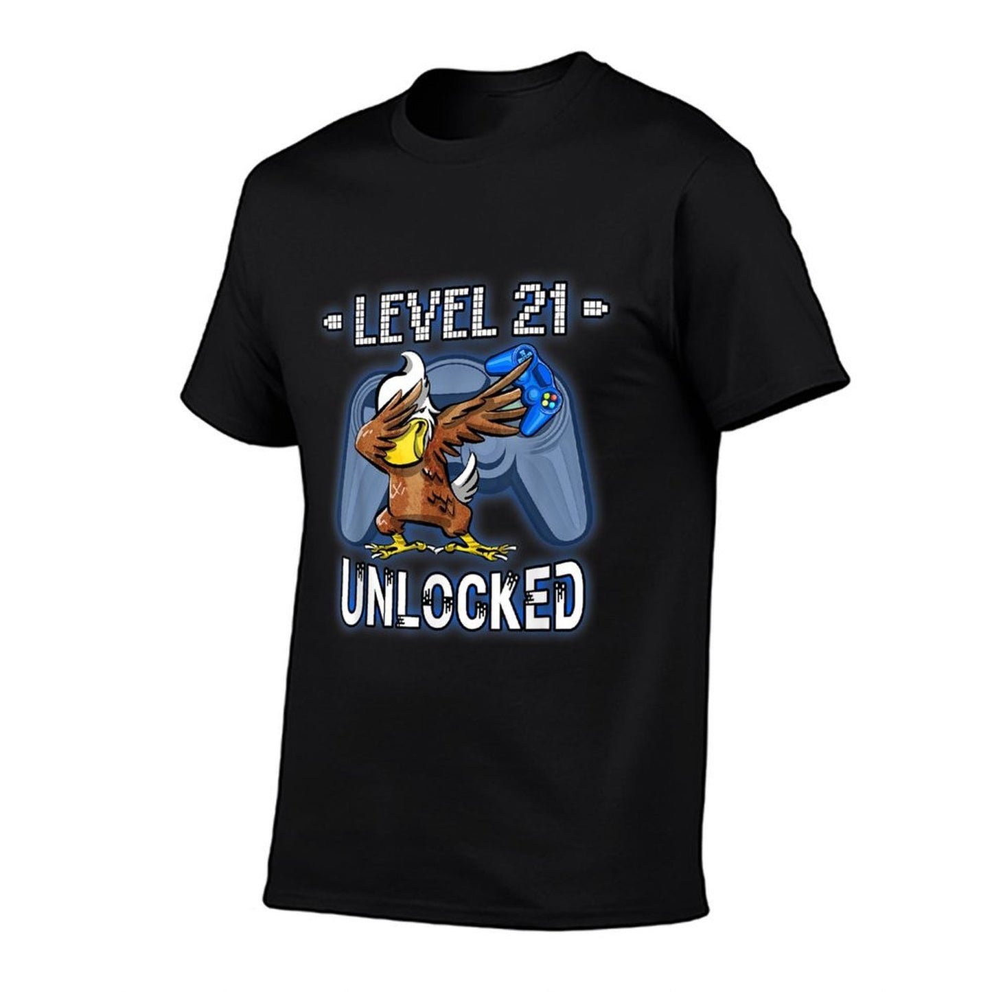 Level 21 Unlocked - Funny Dabbing Eagle Gamer 21st Birthday Fade-proof Color T-Shirt
