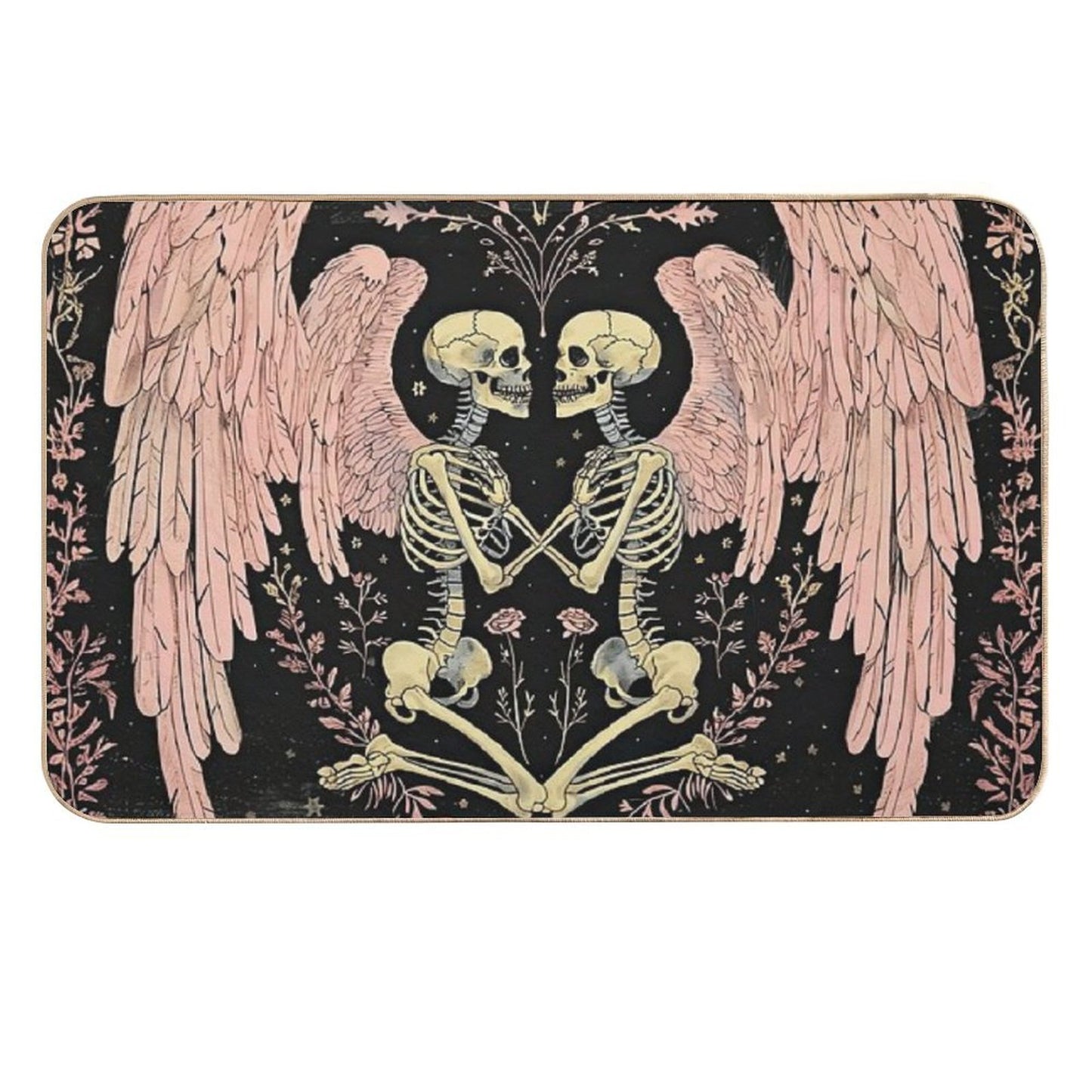 Pink Skeleton Angels And Roses Durable Bath Mat