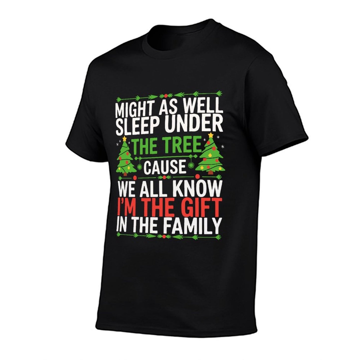 Might As Well Sleep Under The Tree Christmas Pajamas Rolled Sleeves T-Shirt