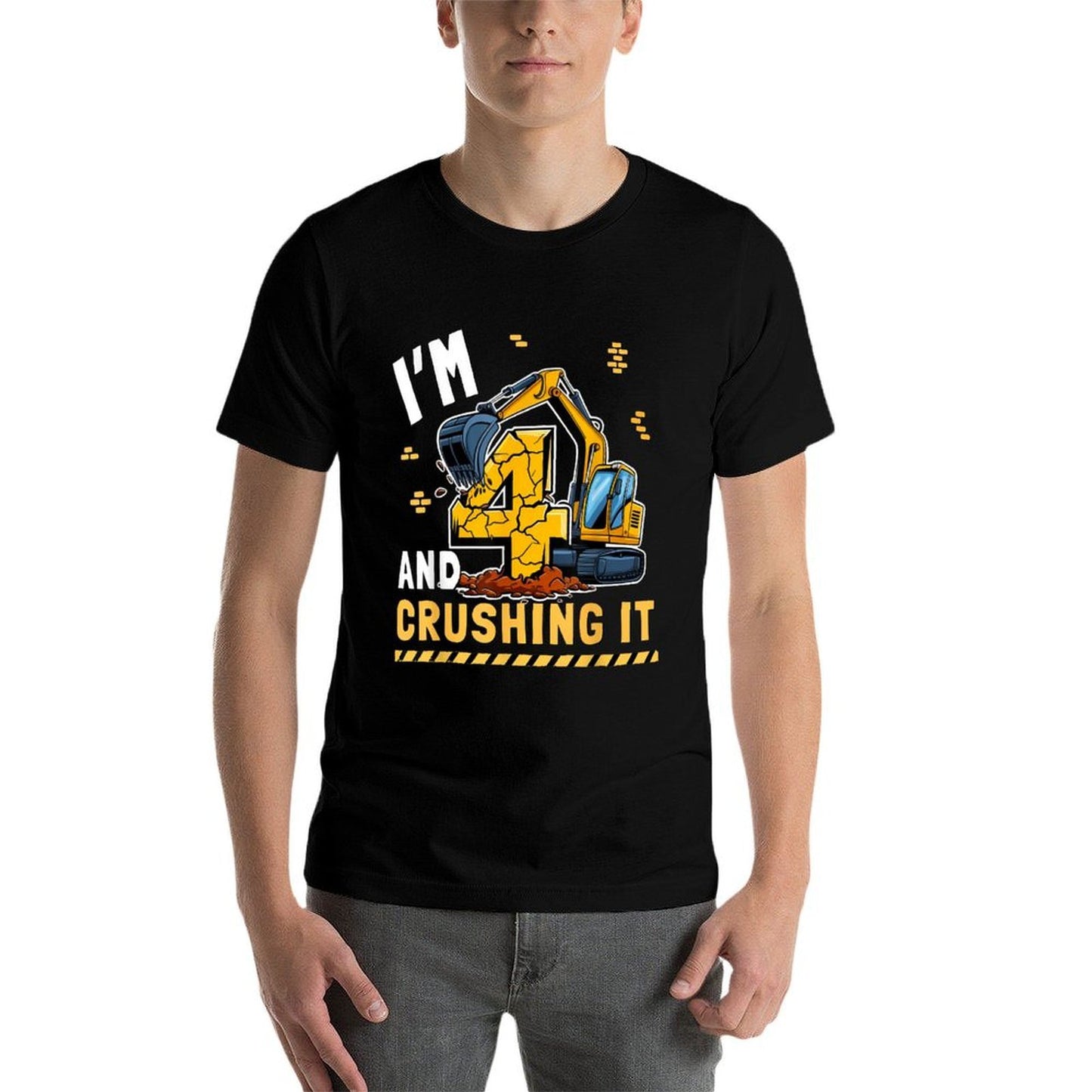 I'M 4 AND CRUSHING IT Construction Truck 4th Birthday Party Quick-drying T-Shirt