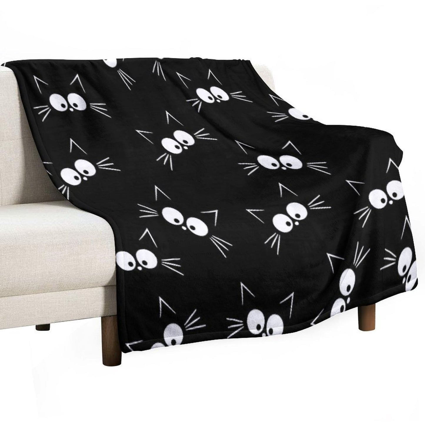 Cute Black Cat Pattern Travel-friendly Throw Blanket