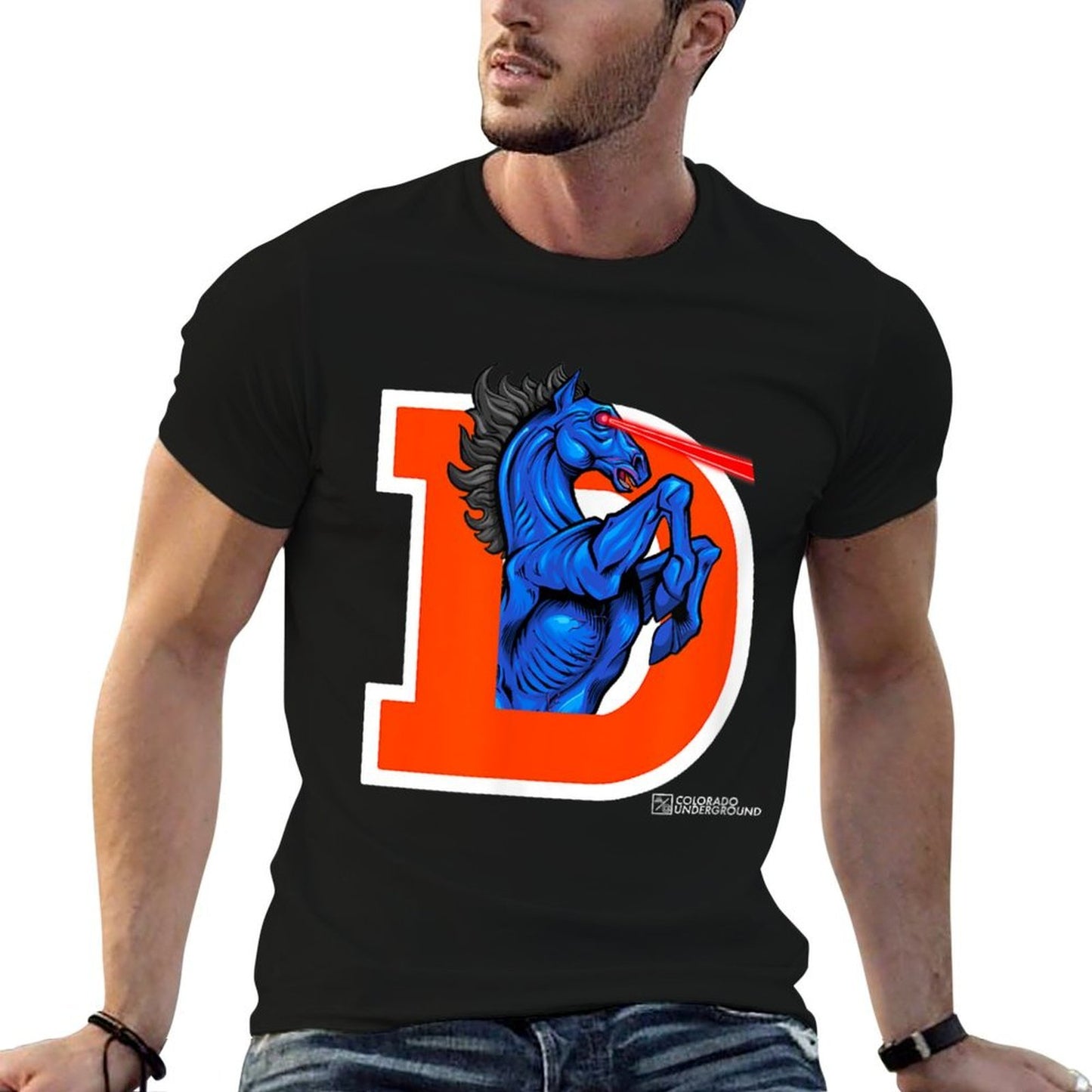 Colorado Legendary Blucifer, Demon Horse at Denver Airport  Rolled Sleeves T-Shirt