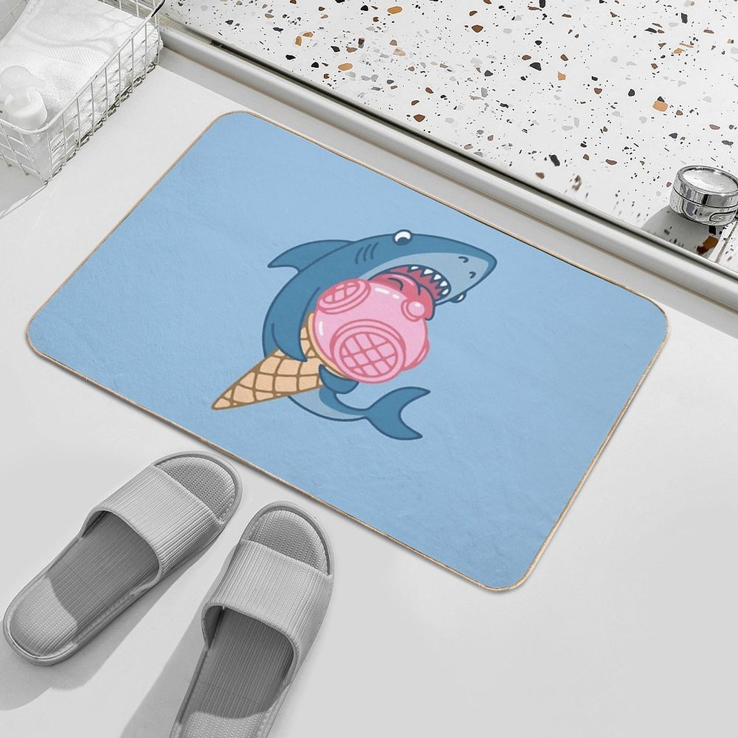 SHARK AND ICE CREAM Anti-Trip Bath Mat