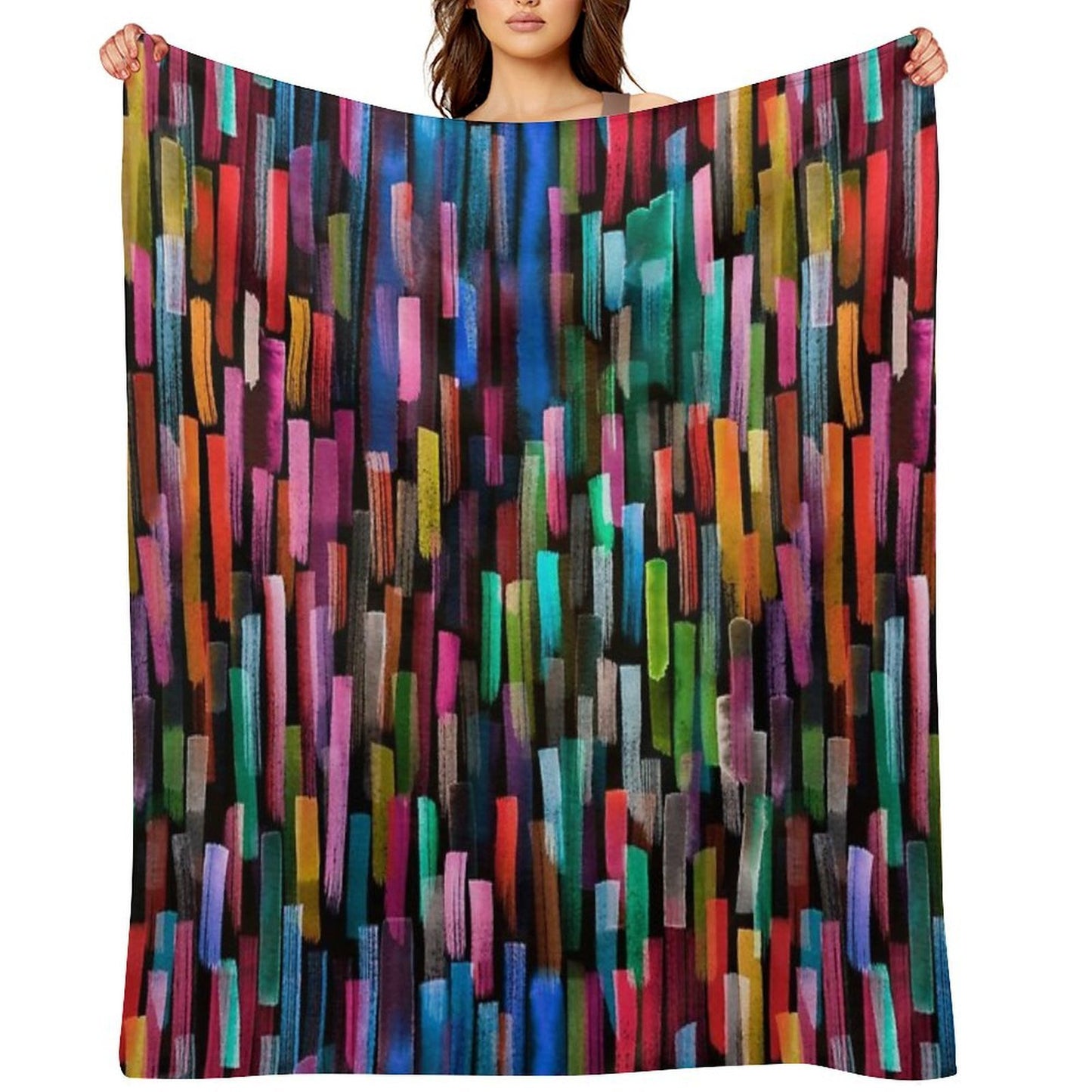 Multicolored Watercolor Stripes Pattern Multi-functional Throw Blanket
