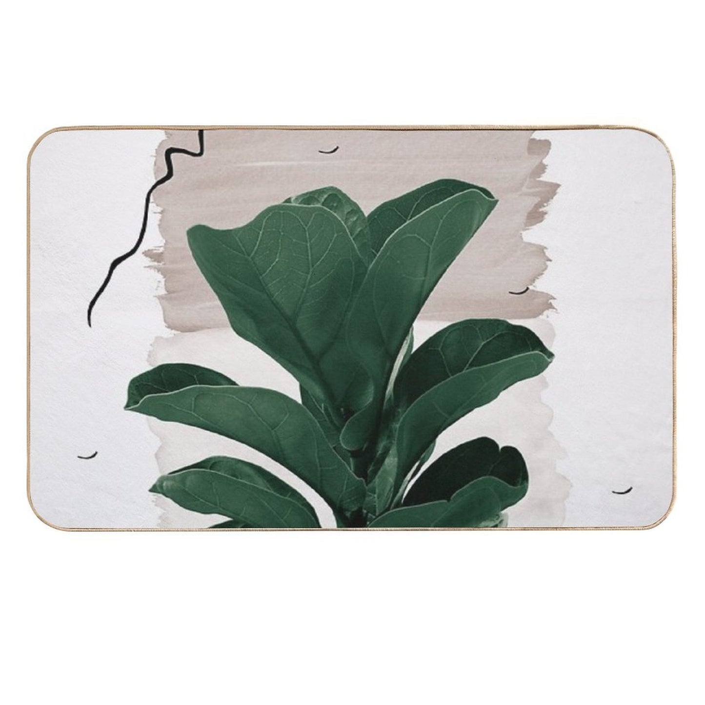 Fiddle Leaf Abstract - Naturelle #1 #minimal #wall #decor #art Rapid-Drying Bath Mat