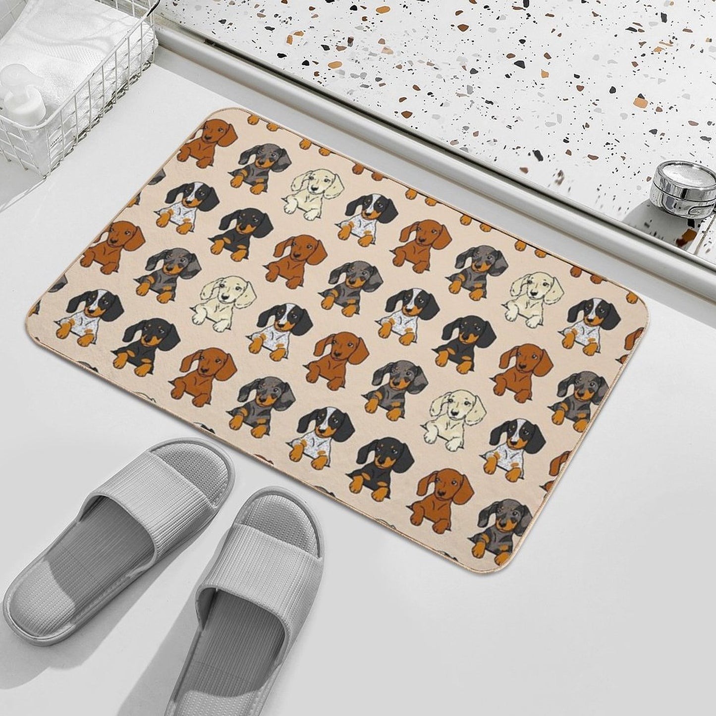 All Breeds Dachshund Cream Sticker Pack Toxin-Free Bath Mat