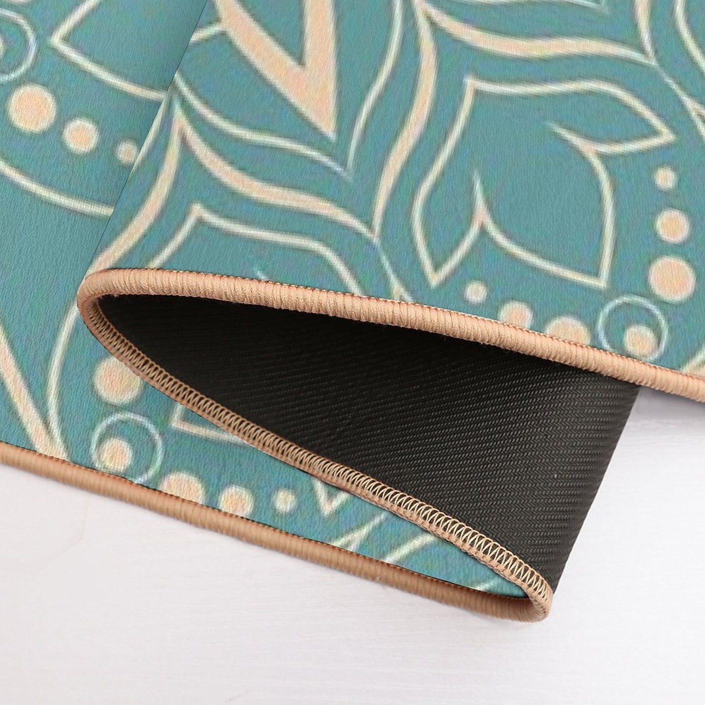 Turquoise And Yellow Mandala III Odorless Bath Mat
