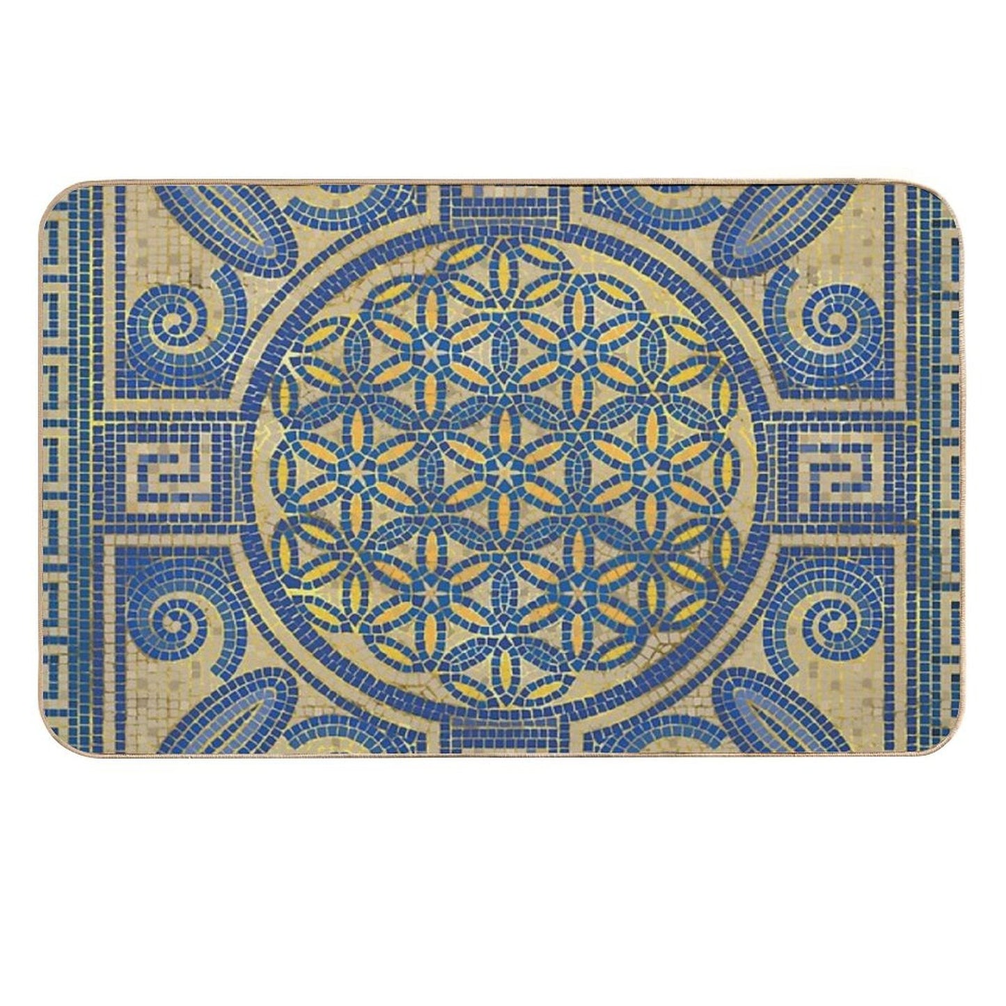 Flower of Life Mosaic Tile Ornament N1 Odorless Bath Mat