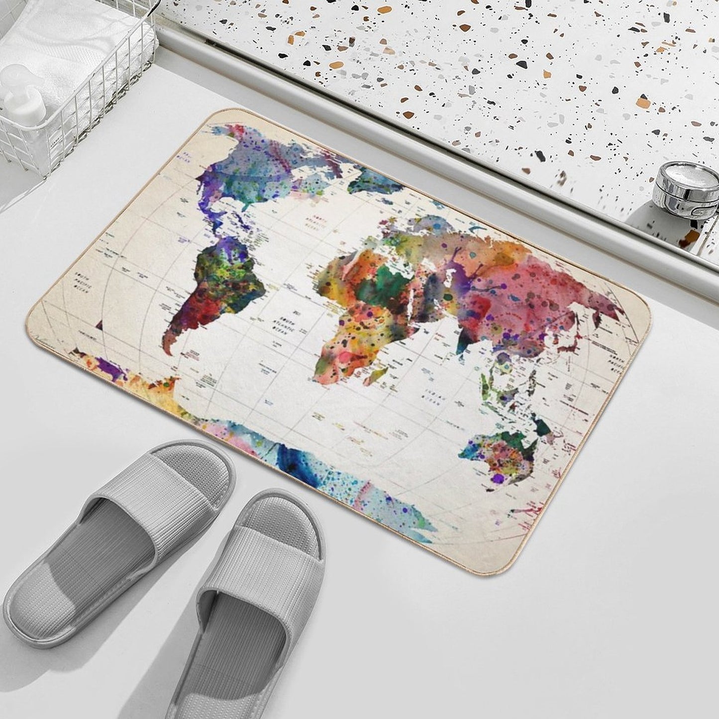 Map Long-Lasting Bath Mat
