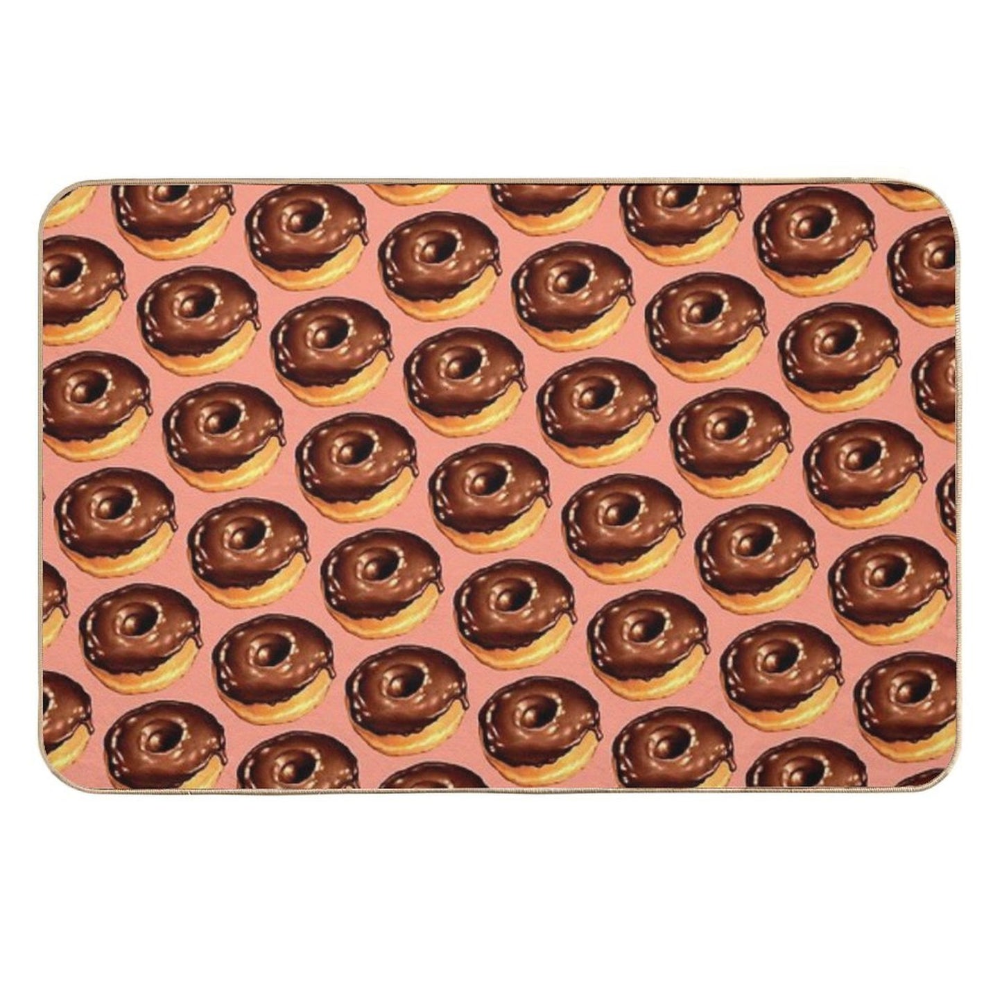 Chocolate Donut Pattern - Pink Easy To Clean Bath Mat