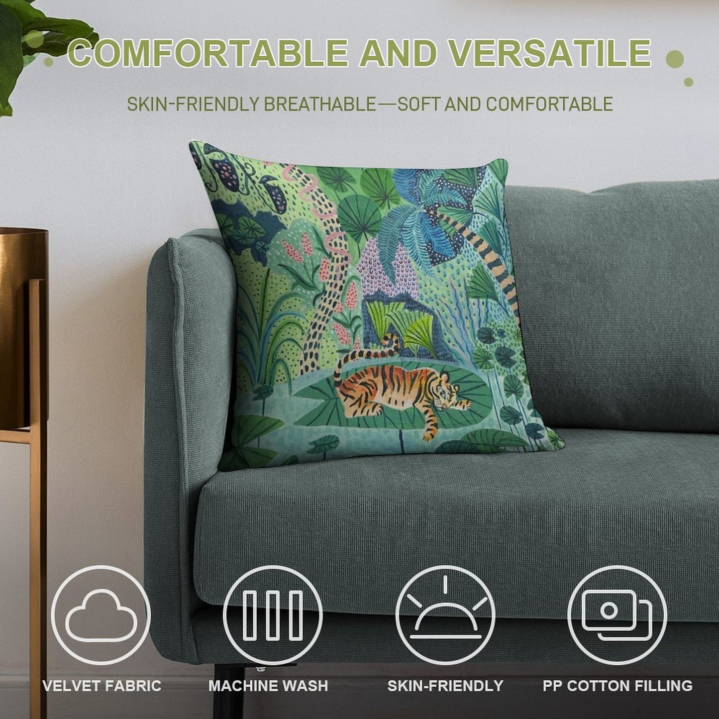 Jungle Tiger Soft High-Density Material Throw Pillow