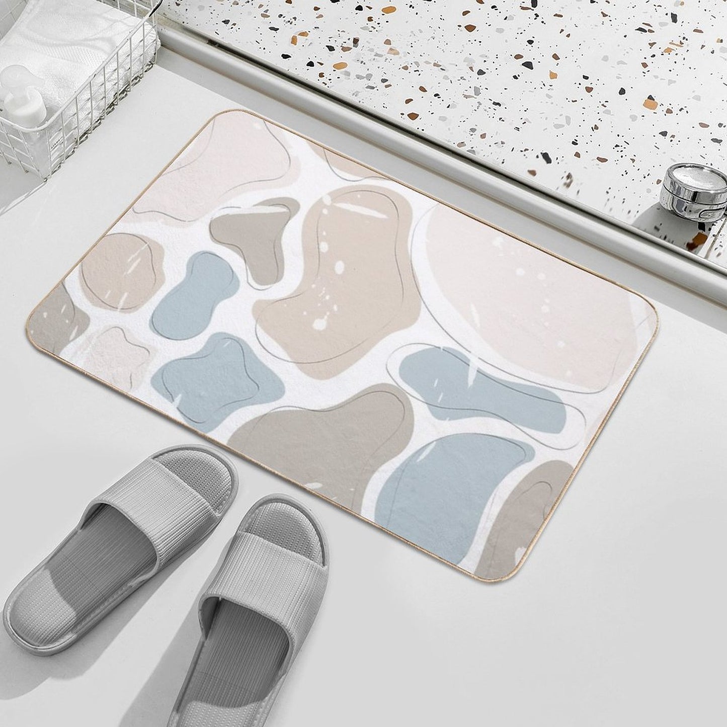 Trendy Contemporary Abstract Seamless Pattern. Non-Slip Bath Mat