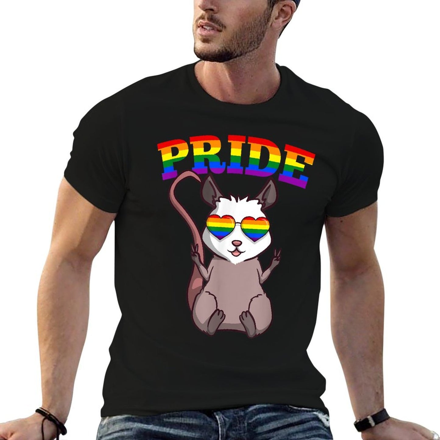 LGBT Possum Gay Pride Rainbow LGBTQ Cute Opossum Tagless Design T-Shirt