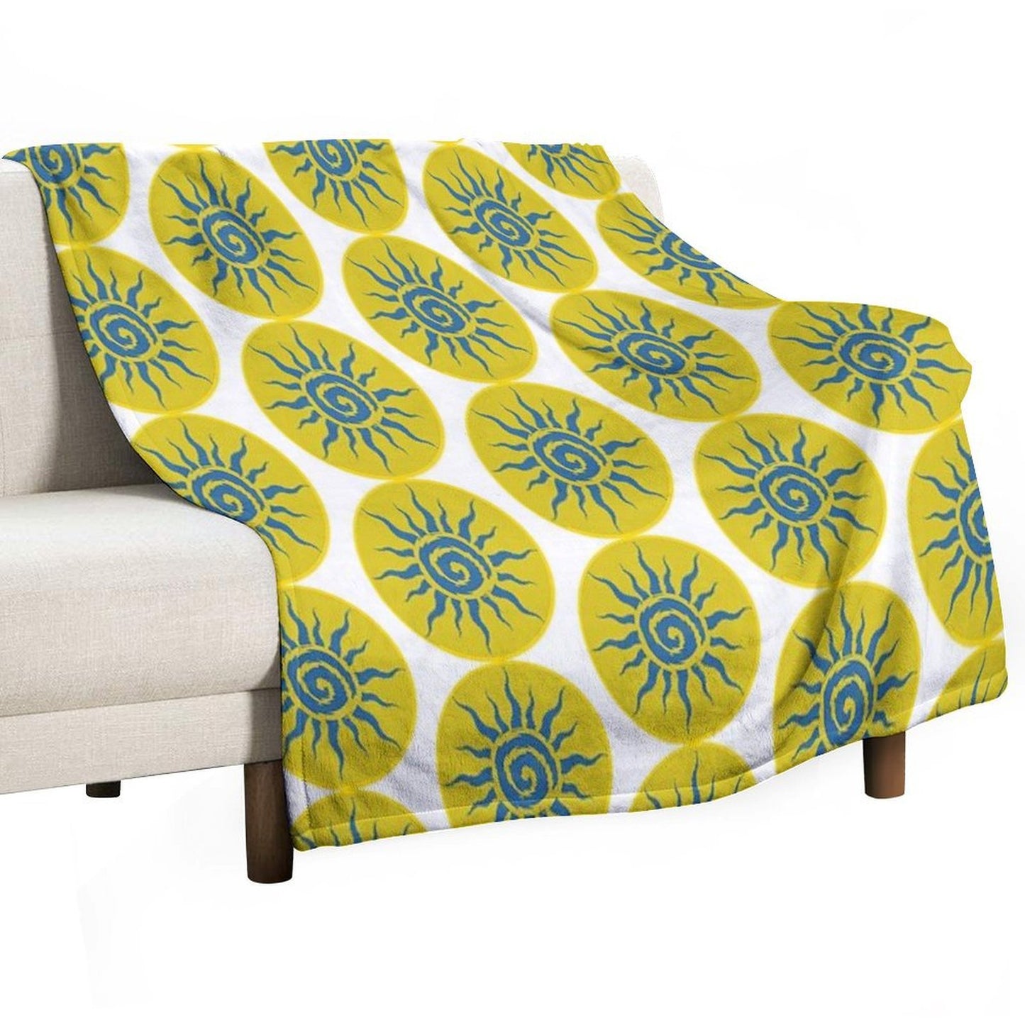 Blue Sun Spiral Boho Aesthetic Easy Care Throw Blanket