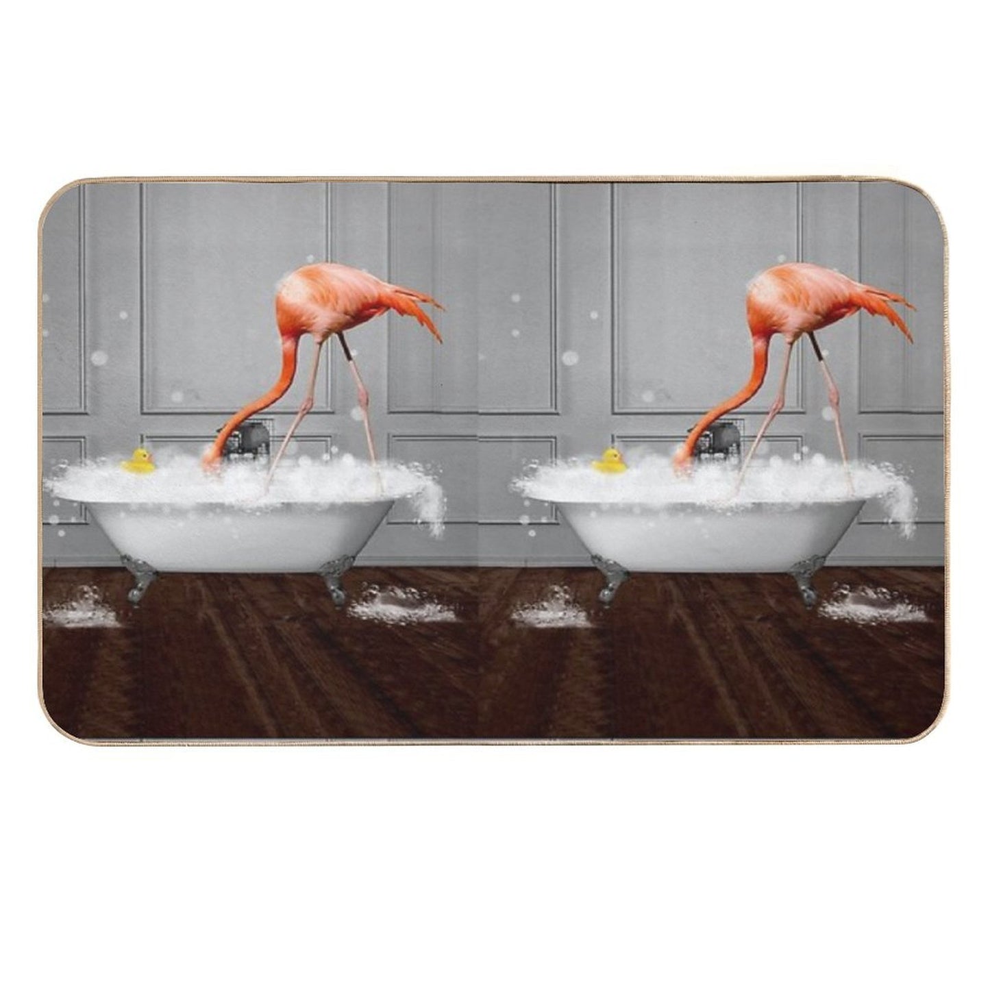 Flamingo on Bathtub Bubble Bath Long-Lasting Bath Mat
