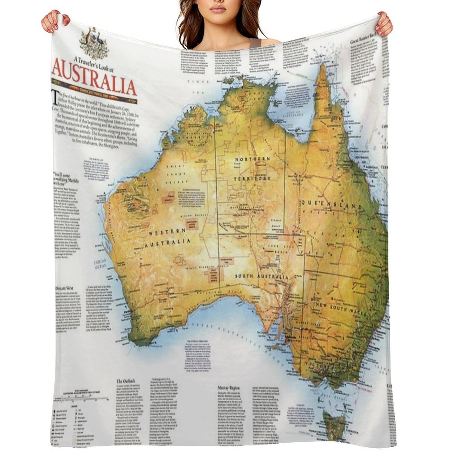 Australia Map Map Of Australia Australia Travel Map Versatility Throw Blanket
