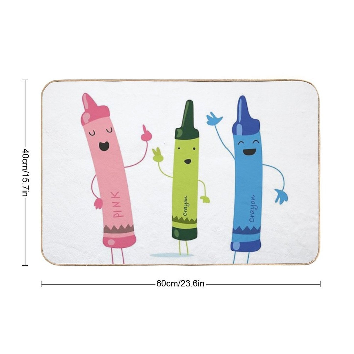 Cute Funny Cartoon Crayon Characters Eco-Friendly Bath Mat