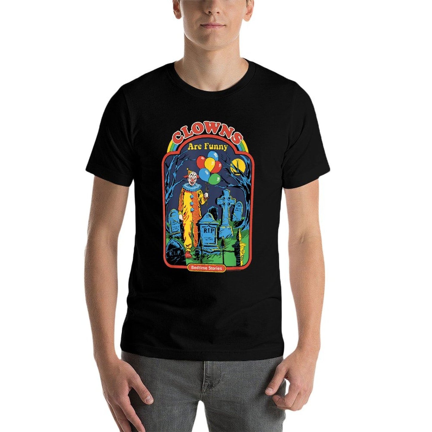 Steven Rhodes Clowns Are Funny Graveyard Retro Dark Humor Fade-proof Color T-Shirt