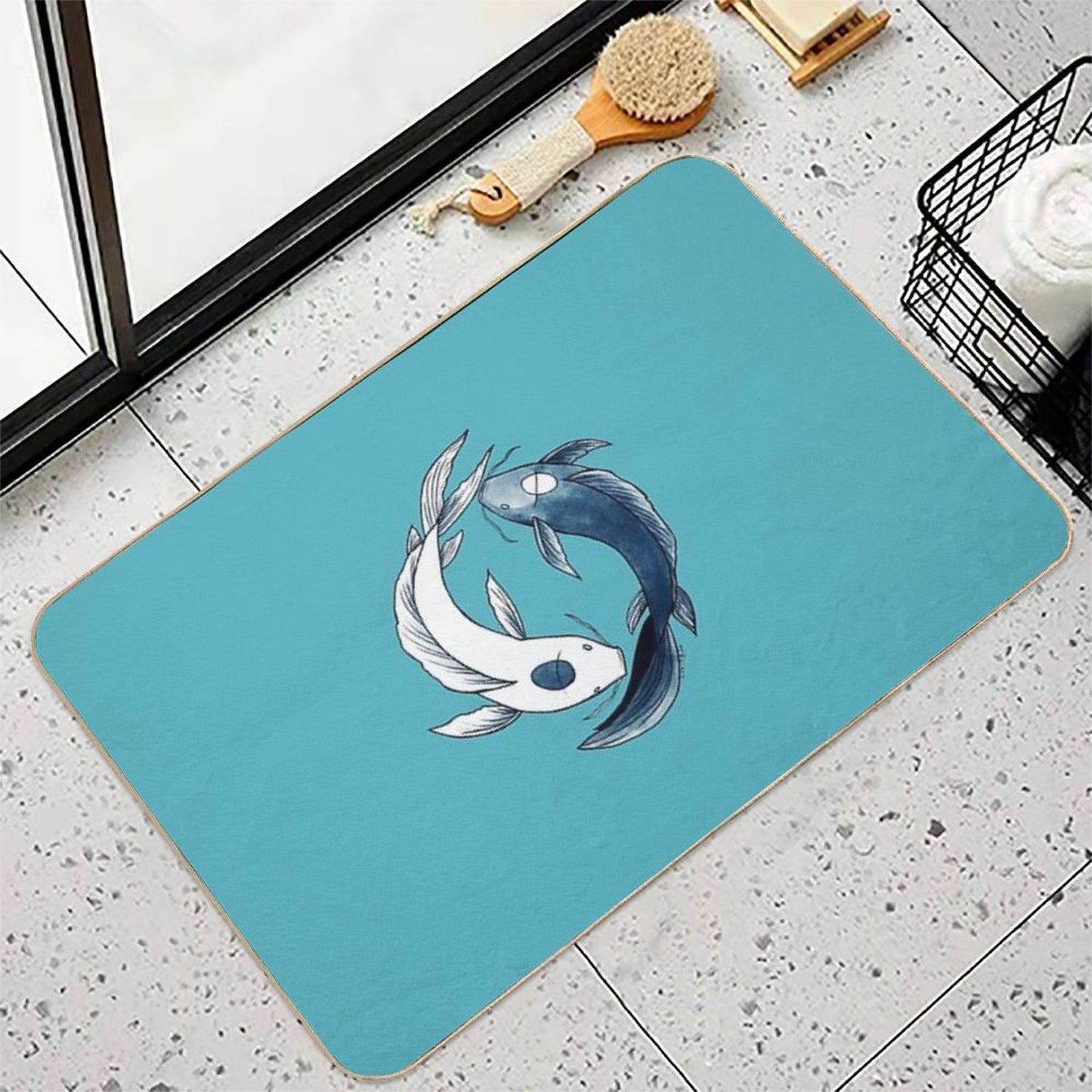Tui And La - Yin & Yang Koi Fade-Resistant Bath Mat