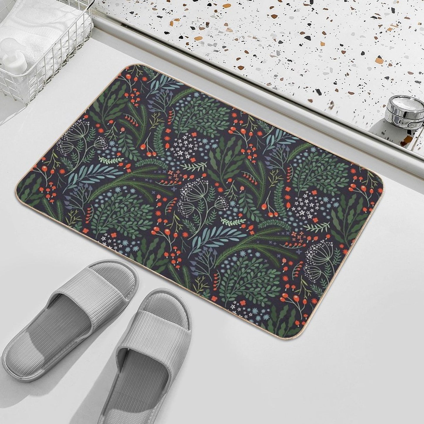 Night Florals High-Traffic Bath Mat