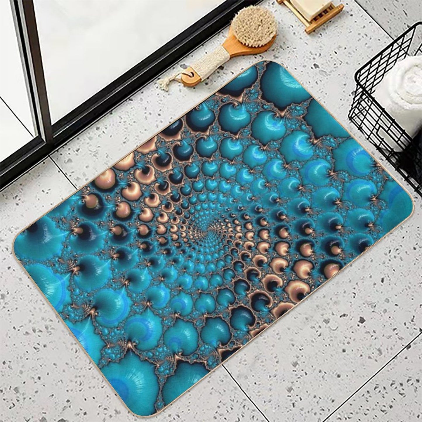 Teal Circles Dirt-Trapping Bath Mat