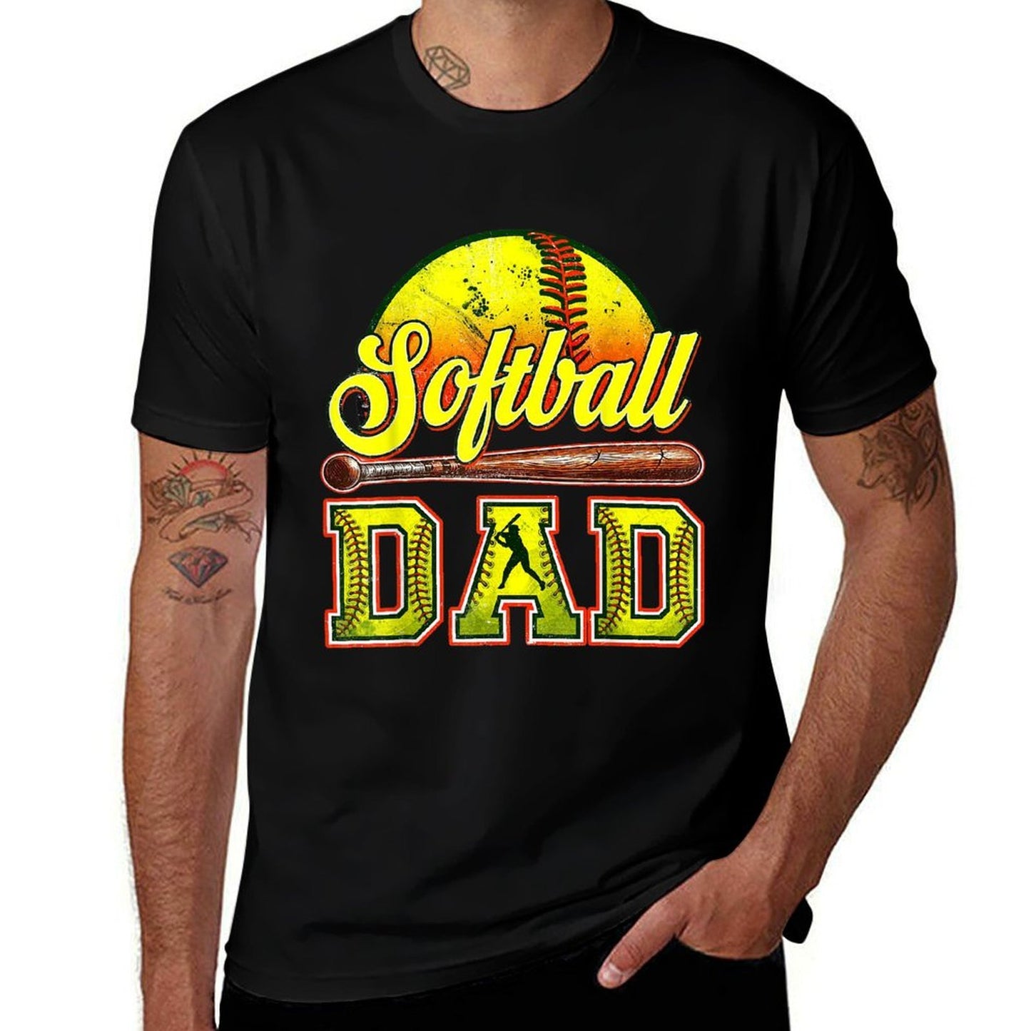 Retro Softball Dad Game Day Dad Fathers Day  Moisture-wicking T-Shirt