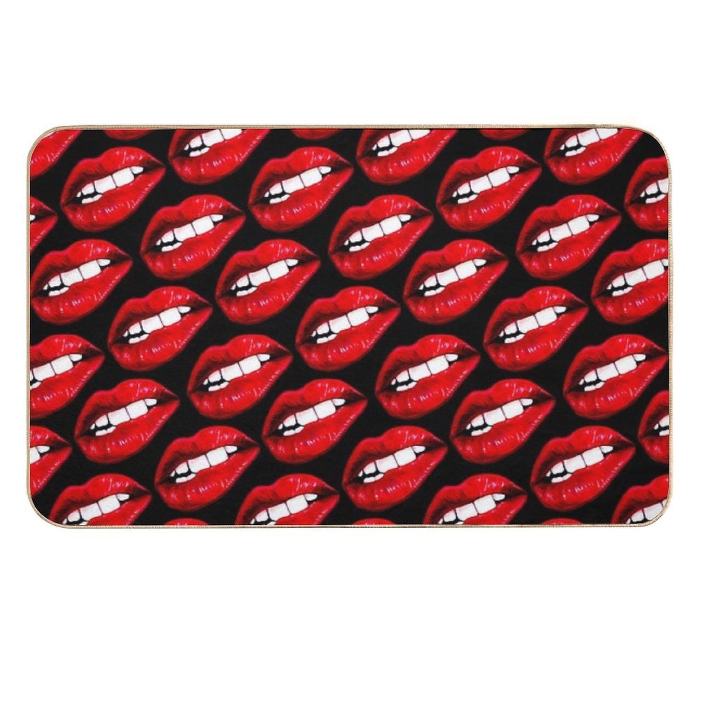 Lip Pattern - Black Stain-Proof Bath Mat