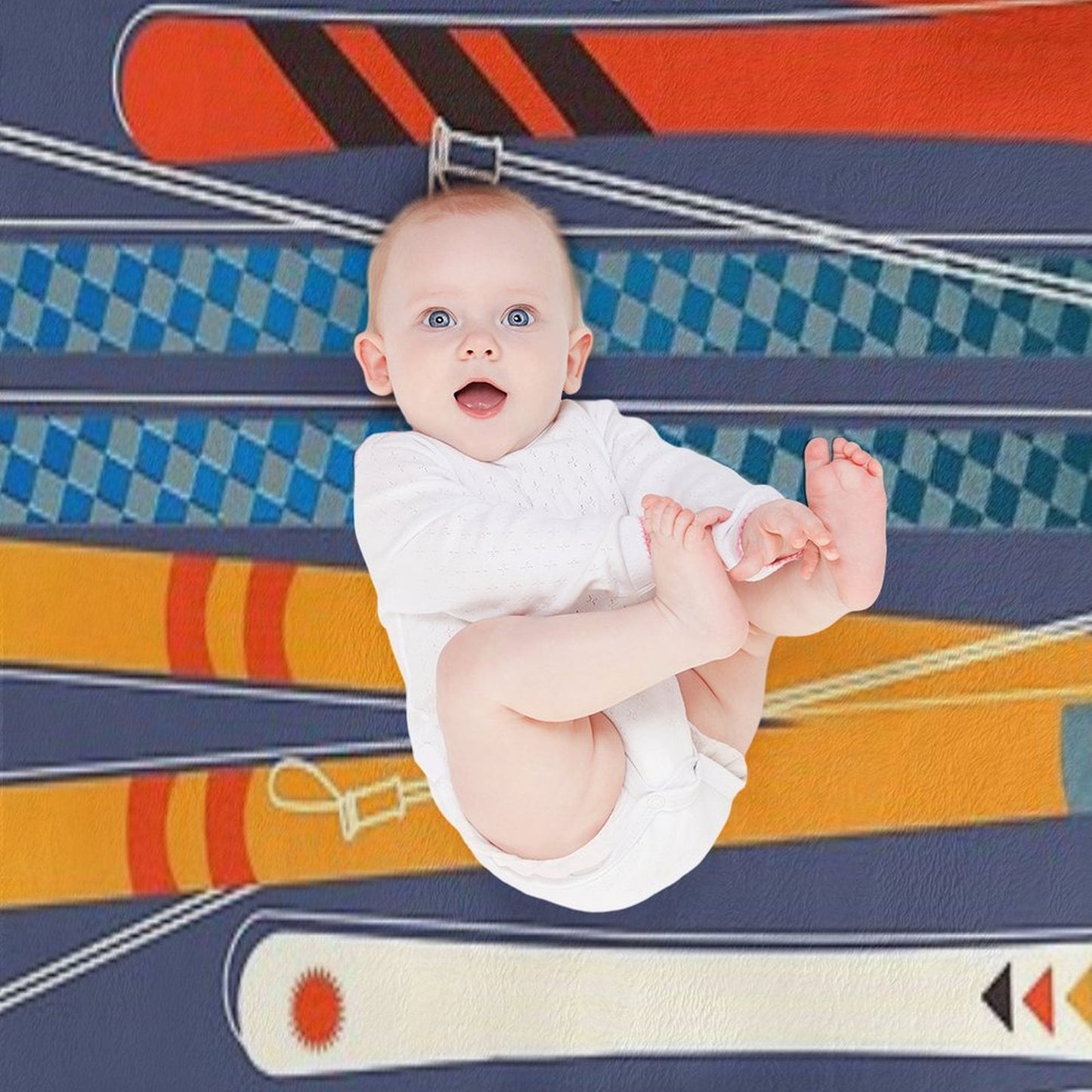 Retro Colorful Skis Travel-friendly Throw Blanket