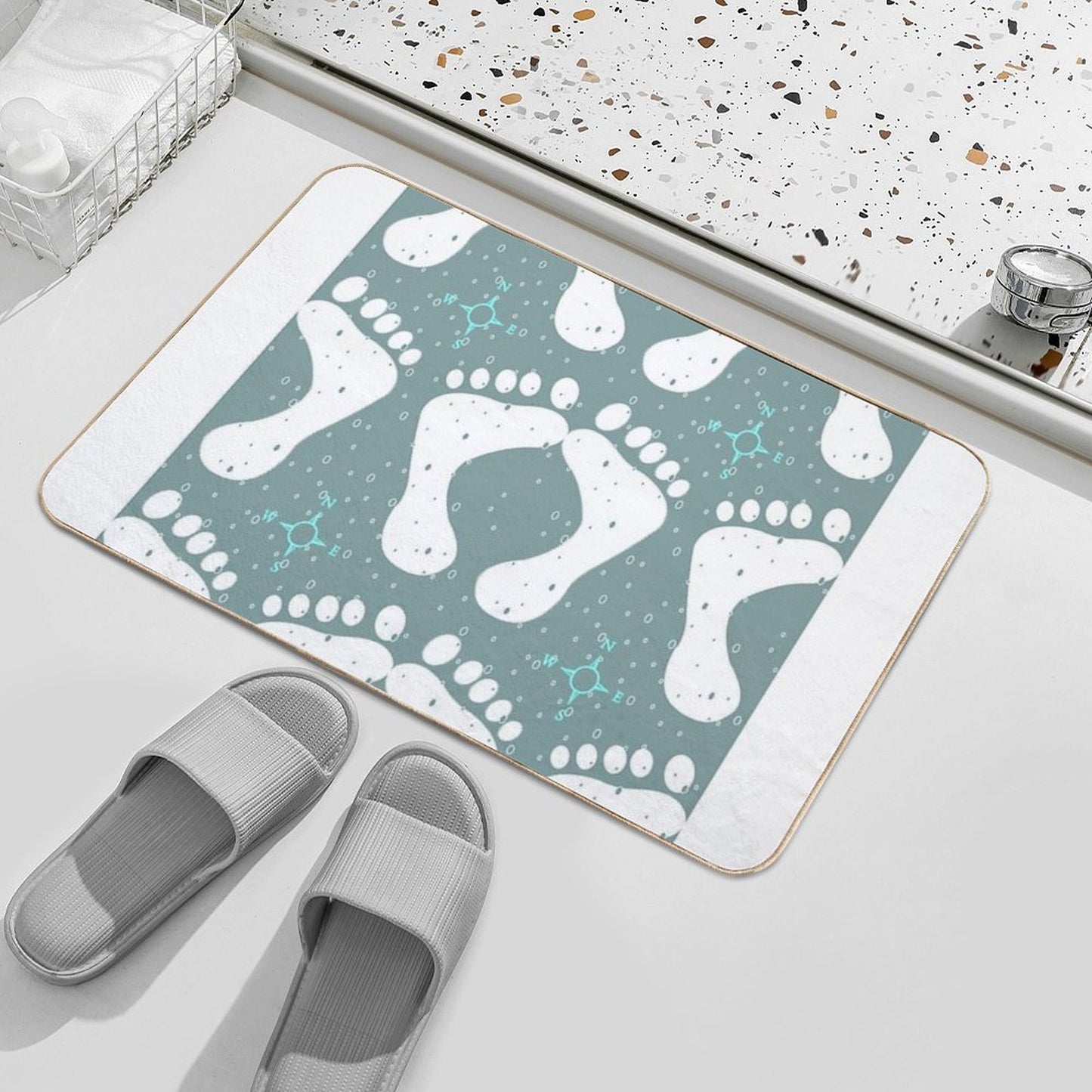 Footsteps in The Snow A Maze of Winter Wanderings Odorless Bath Mat